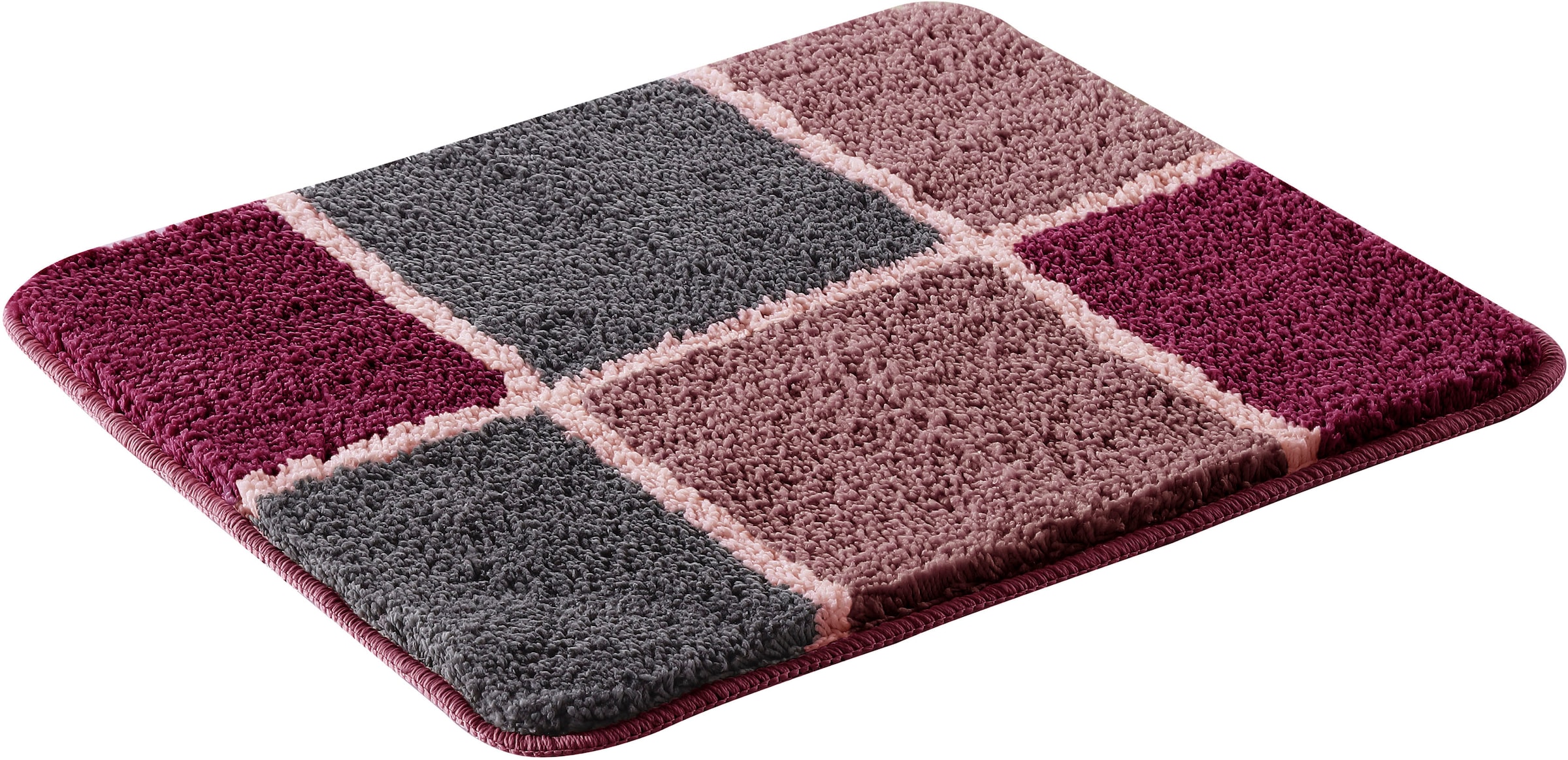 my home Badematte »Anna mit Kachelmuster, Badvorleger, Badezimmer Teppich, Duschvorleger«, rutschhemmend beschichtet, strapazierfähig, Badteppich, Hoch Tief Effekt, Modern, Weich