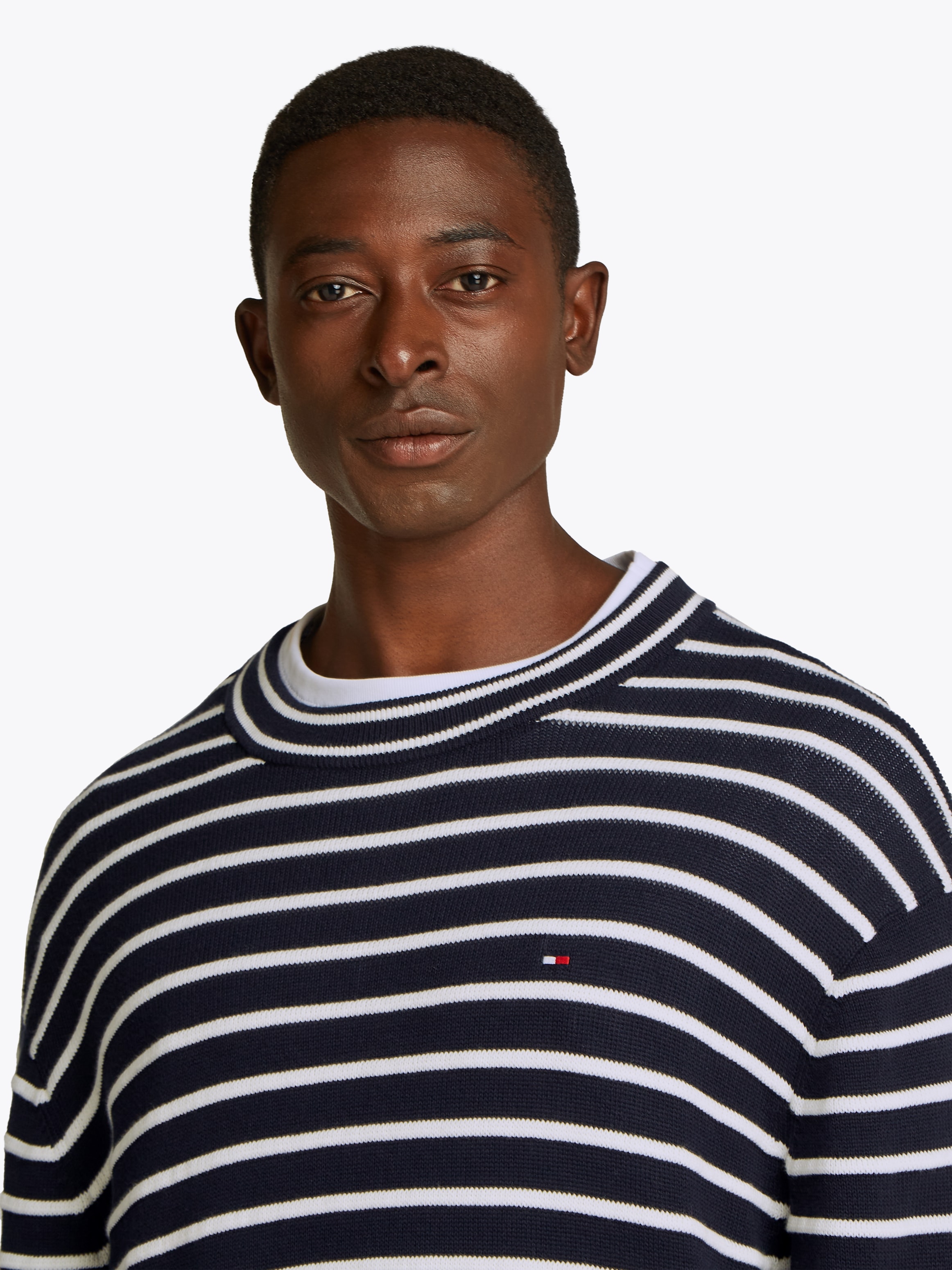 Tommy Hilfiger Strickpullover »BRETON STRUCTURE CREW NECK«, Mit Rundhalsausschnitt