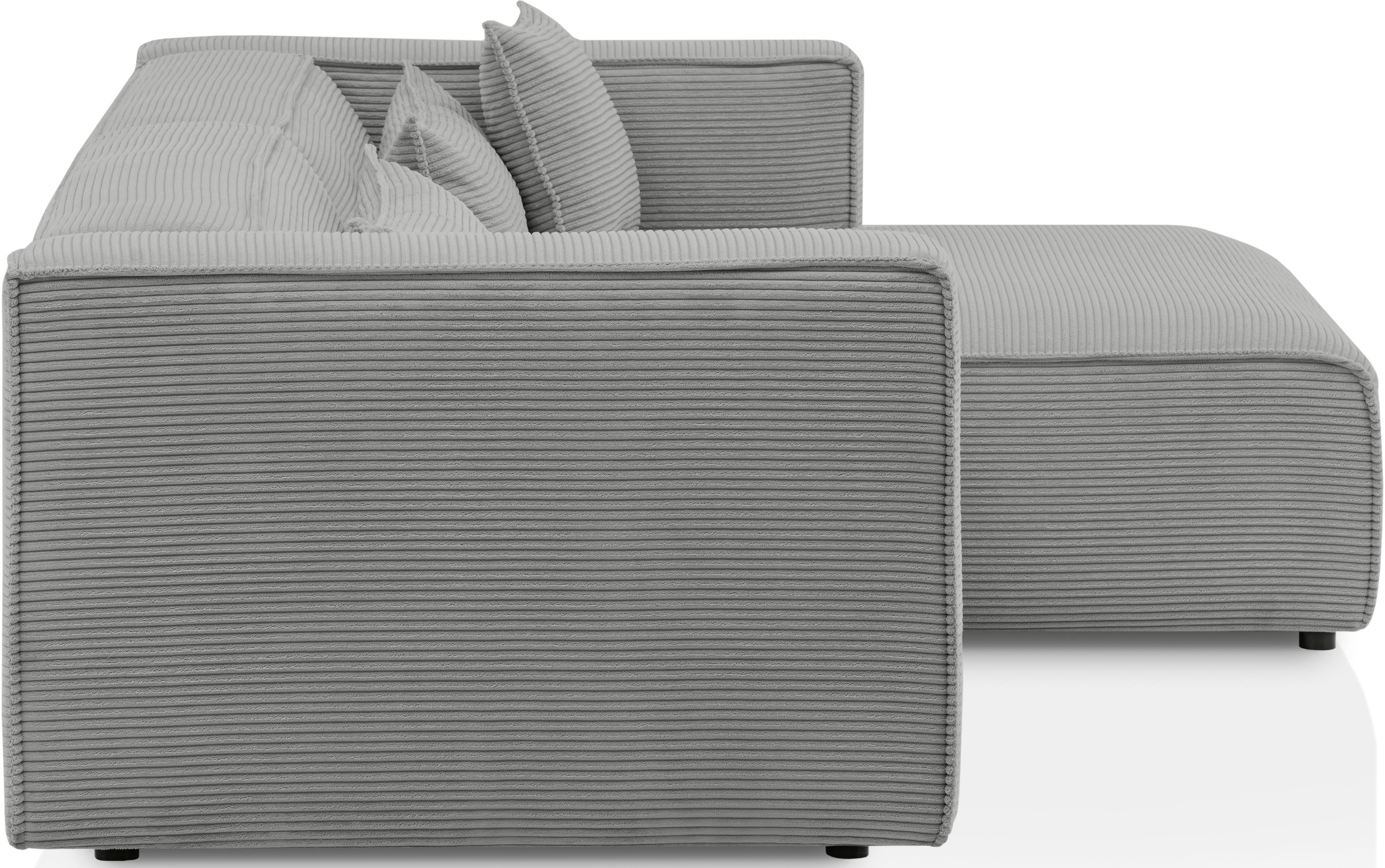 LeGer Home by Lena Gercke Ecksofa »PIARA mit Kedernaht in Cord oder Leinenoptik, moderne Couch in L-Form«, wahlweise Ottomane rechts/links, schwarze Füße, bequemer Sitzkomfort
