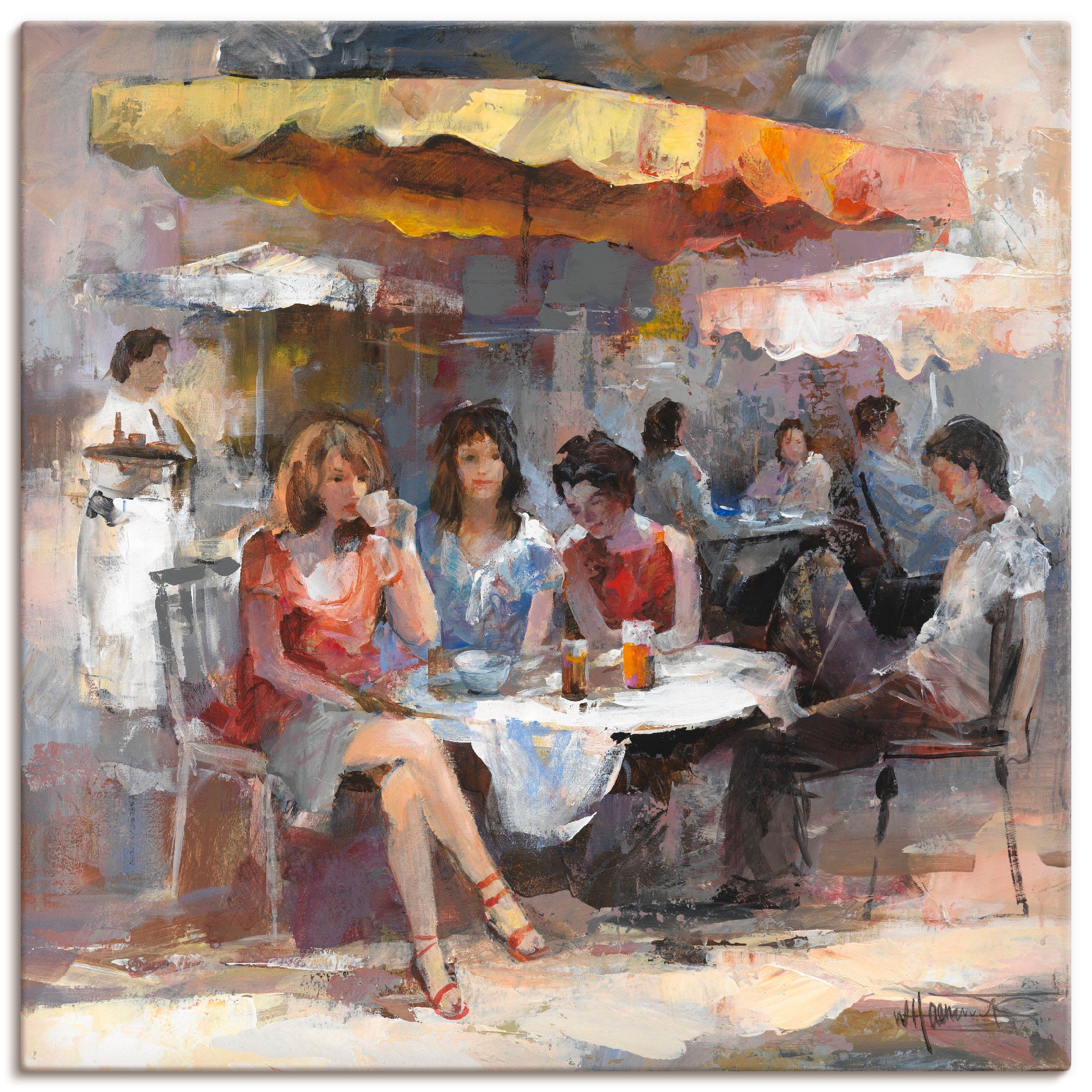 Artland Leinwandbild "Damen im Café II" Gruppen & Familien 1 Stk. tlg. auf Holzrahmen gespannt
