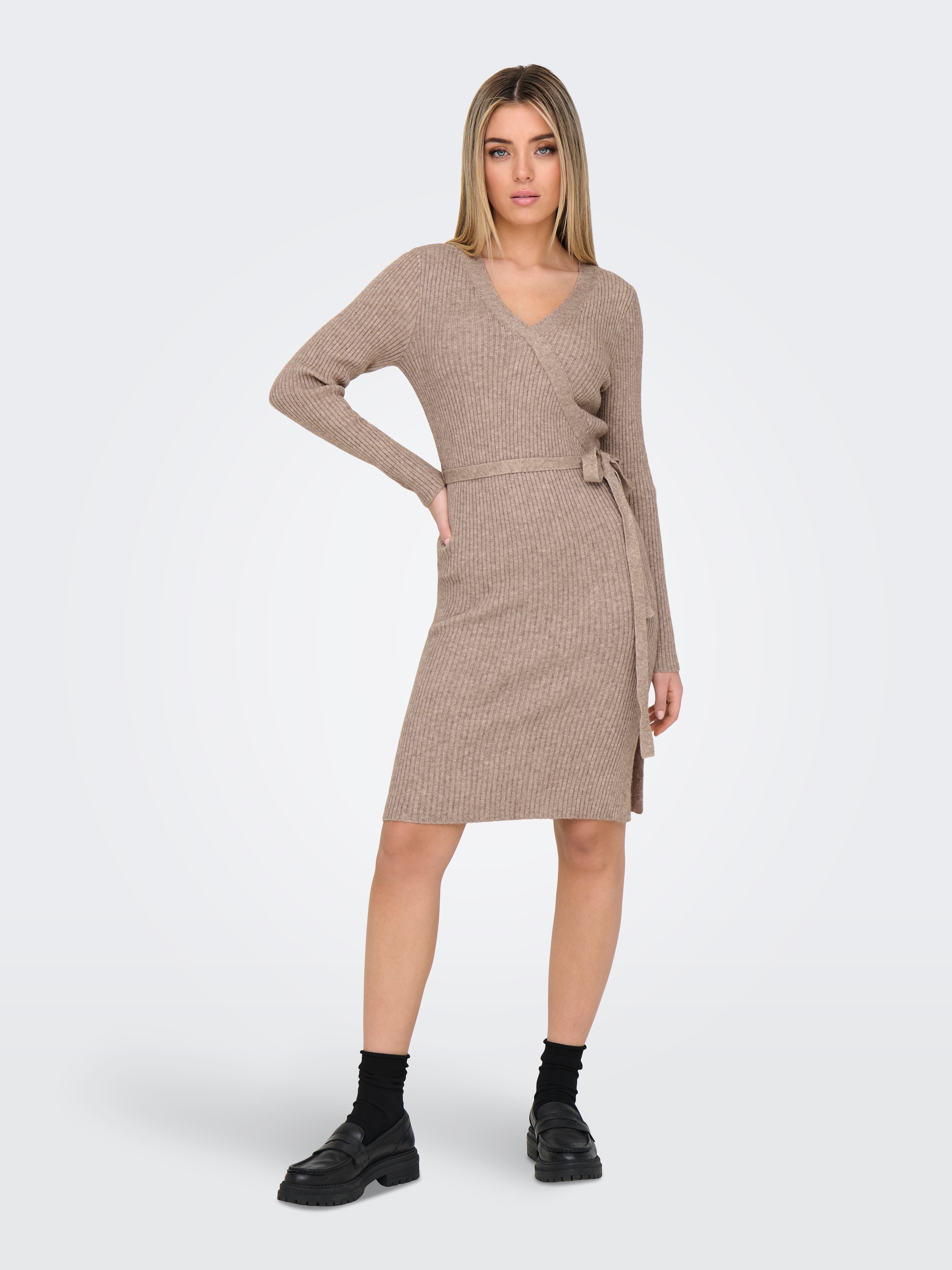 ONLY Strickkleid »ONLVENLO L/S RIB WRAP DRESS RP KNT«