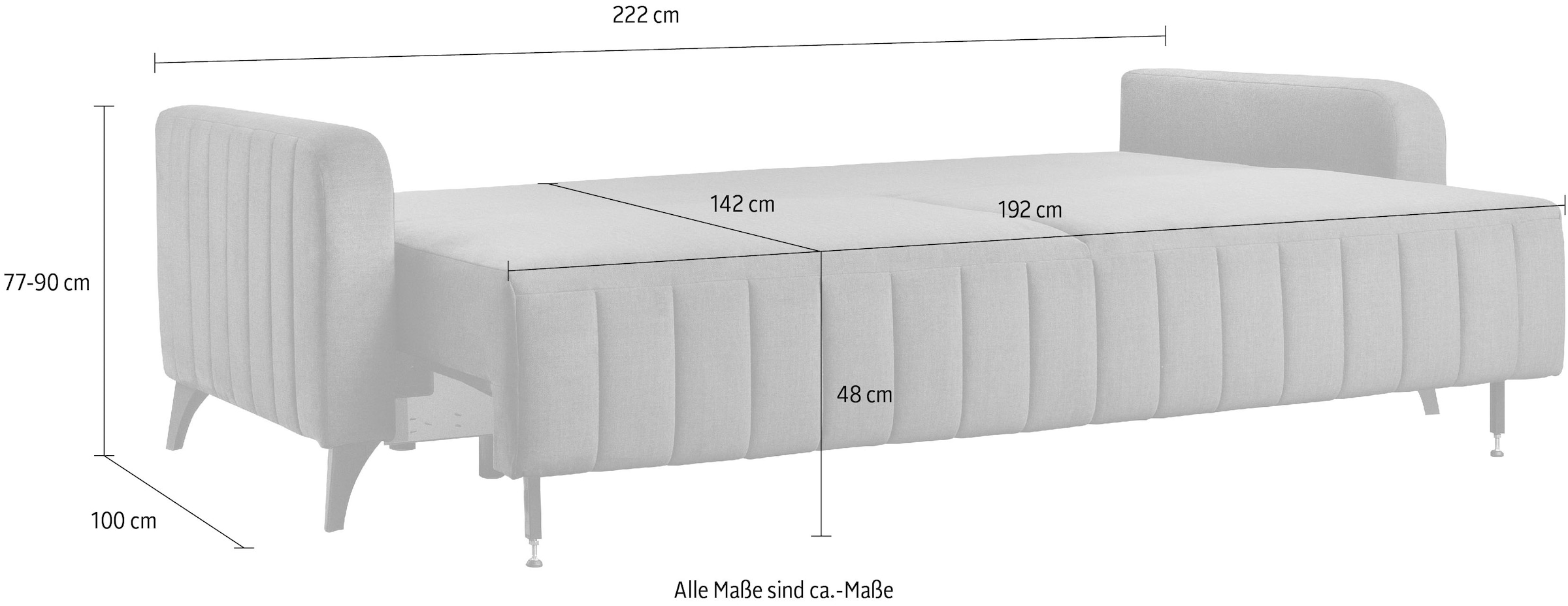 exxpo - sofa fashion 3-Sitzer »Grande, hochwertiges Schlafsofa aus Microvelours, OTTOs Choice«, mit Bettfunktion und Bettkasten, komfortabler Federkern