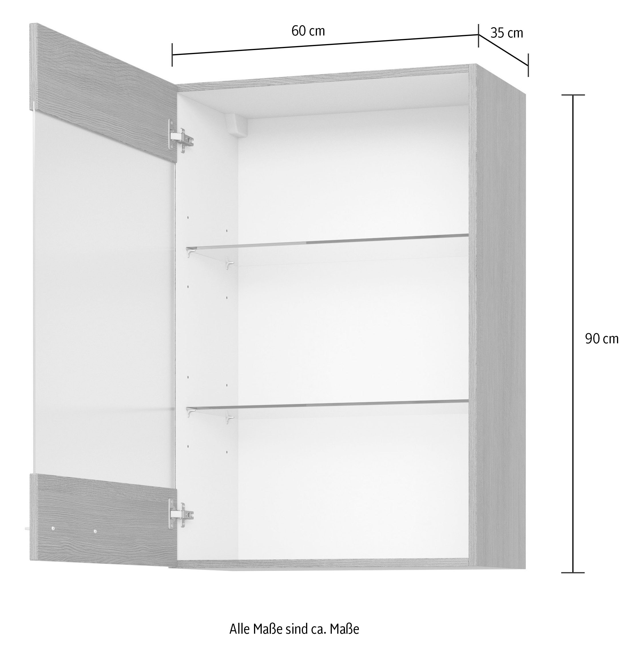 KOCHSTATION Glashängeschrank »KS-Trea OG60-90«, inklusive zwei Glaseinlegeböden, Breite 60 cm, Höhe 90 cm