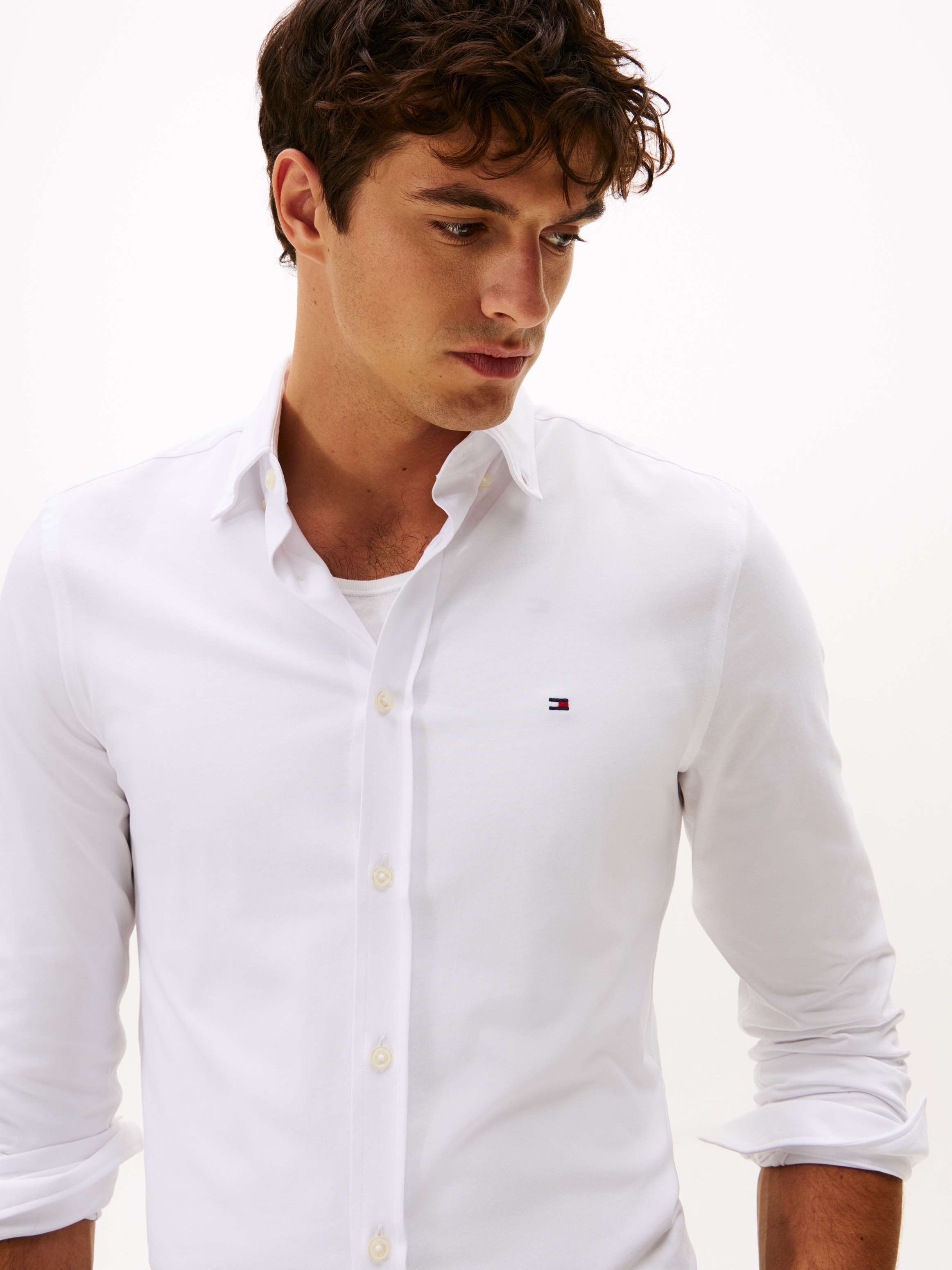Tommy Hilfiger Businesshemd »PERFORMANCE INTERLOCK« elastisches Slim Fit mit Button-Down-Kragen