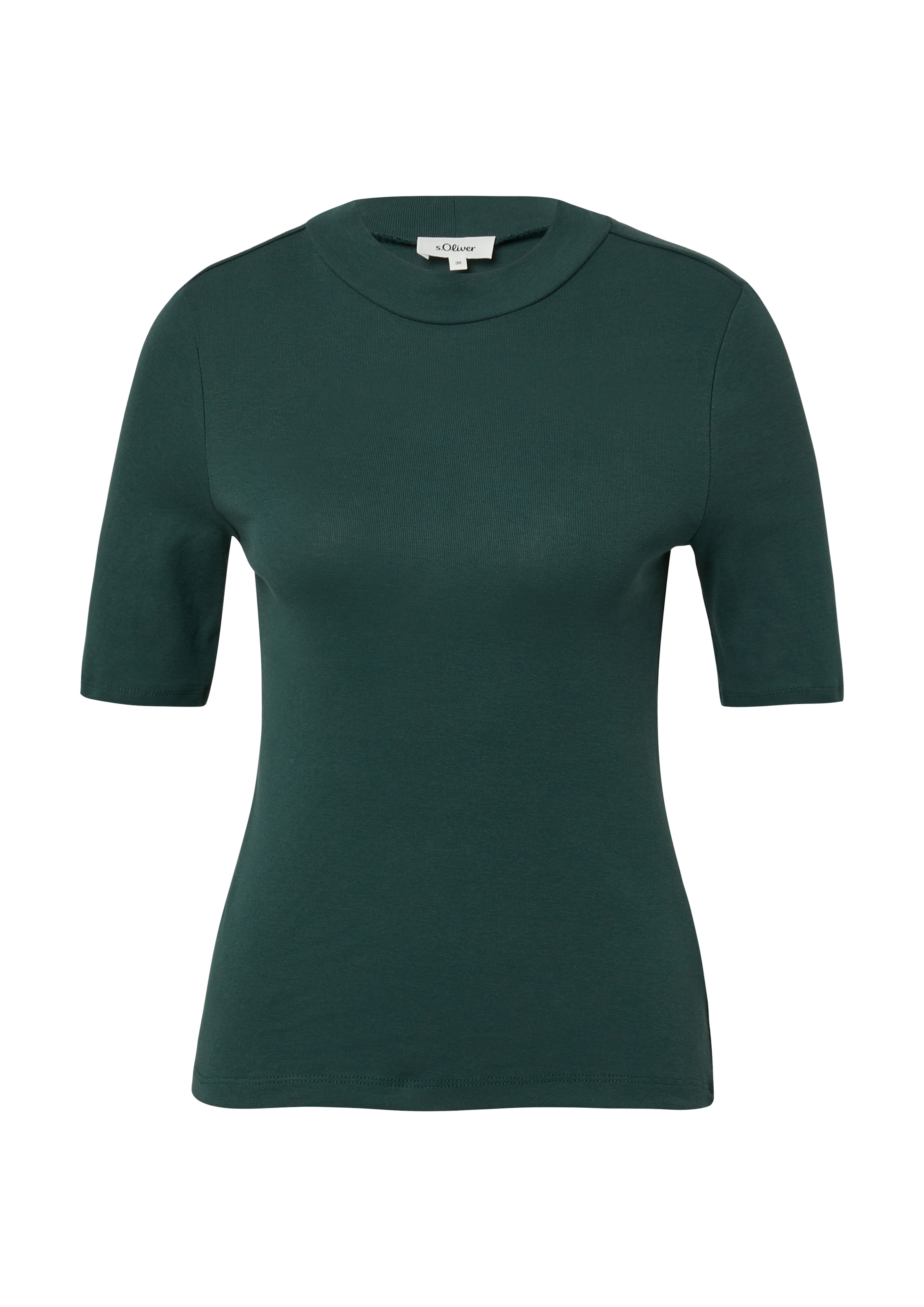 s.Oliver T-Shirt , Sommershirt mit Stehkragen und in Ripp-Optik
