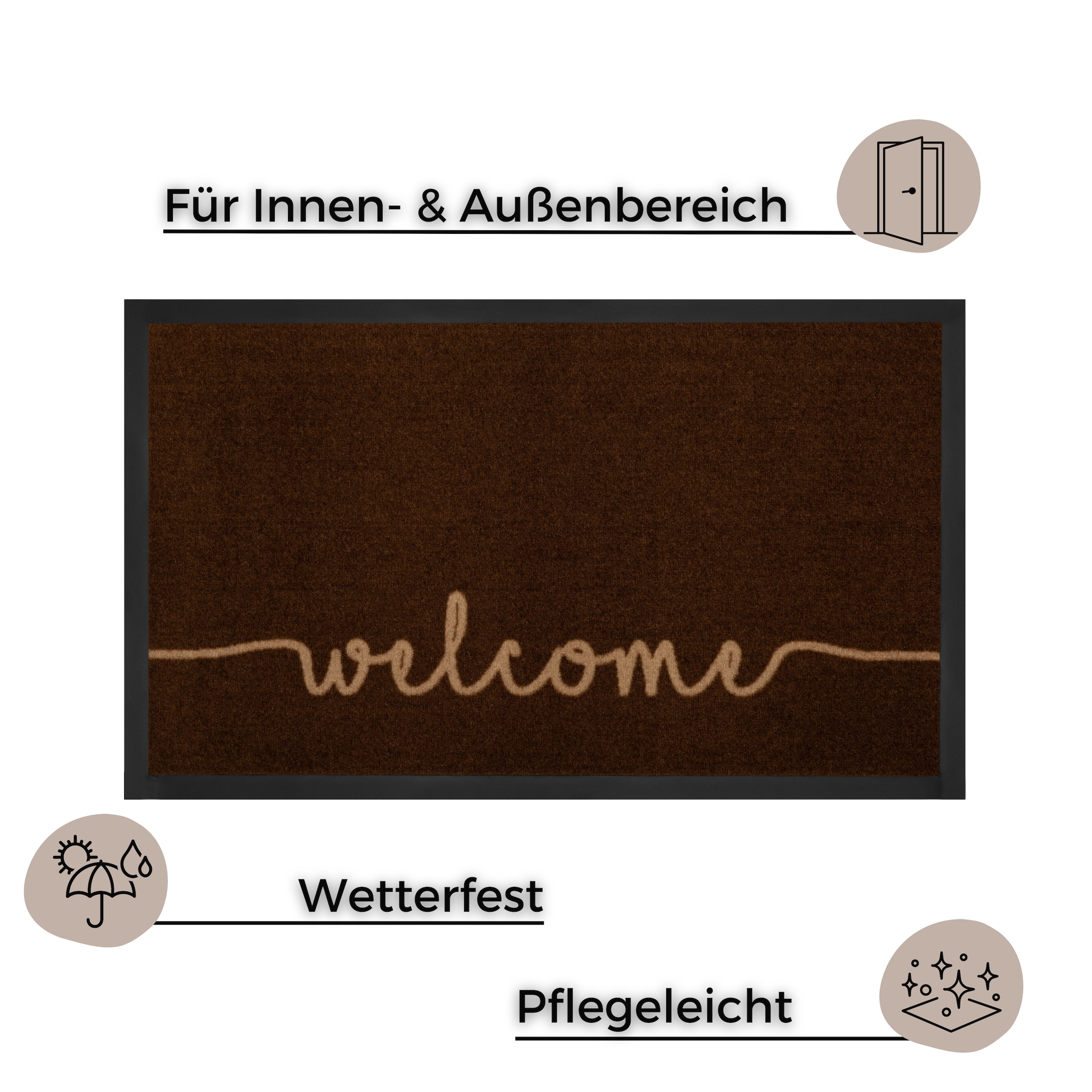 HANSE Home Fußmatte »Cozy Welcome, Türmatte«, rechteckig, 5 mm Höhe, Waschbar, Schmutzfangmatte, Outdoor, Innen, Rutschfest, Wetterfest