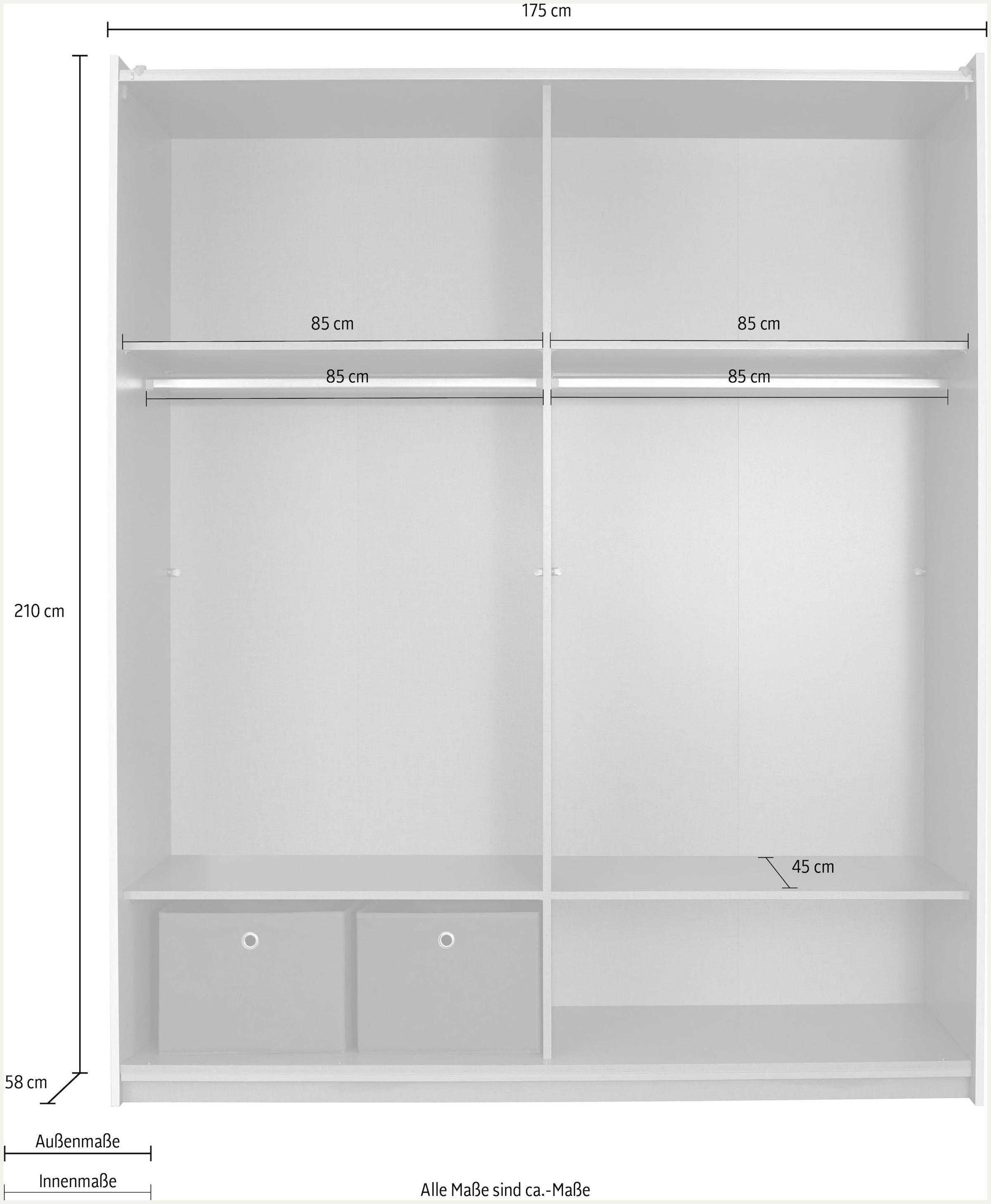 rauch Schwebetürenschrank »Astana Schlafzimmerschrank mit leichtgängigen Schwebetüren«, Kleiderschrank inkl. 2 Stoffboxen, Einlegeböden und Kleiderstangen