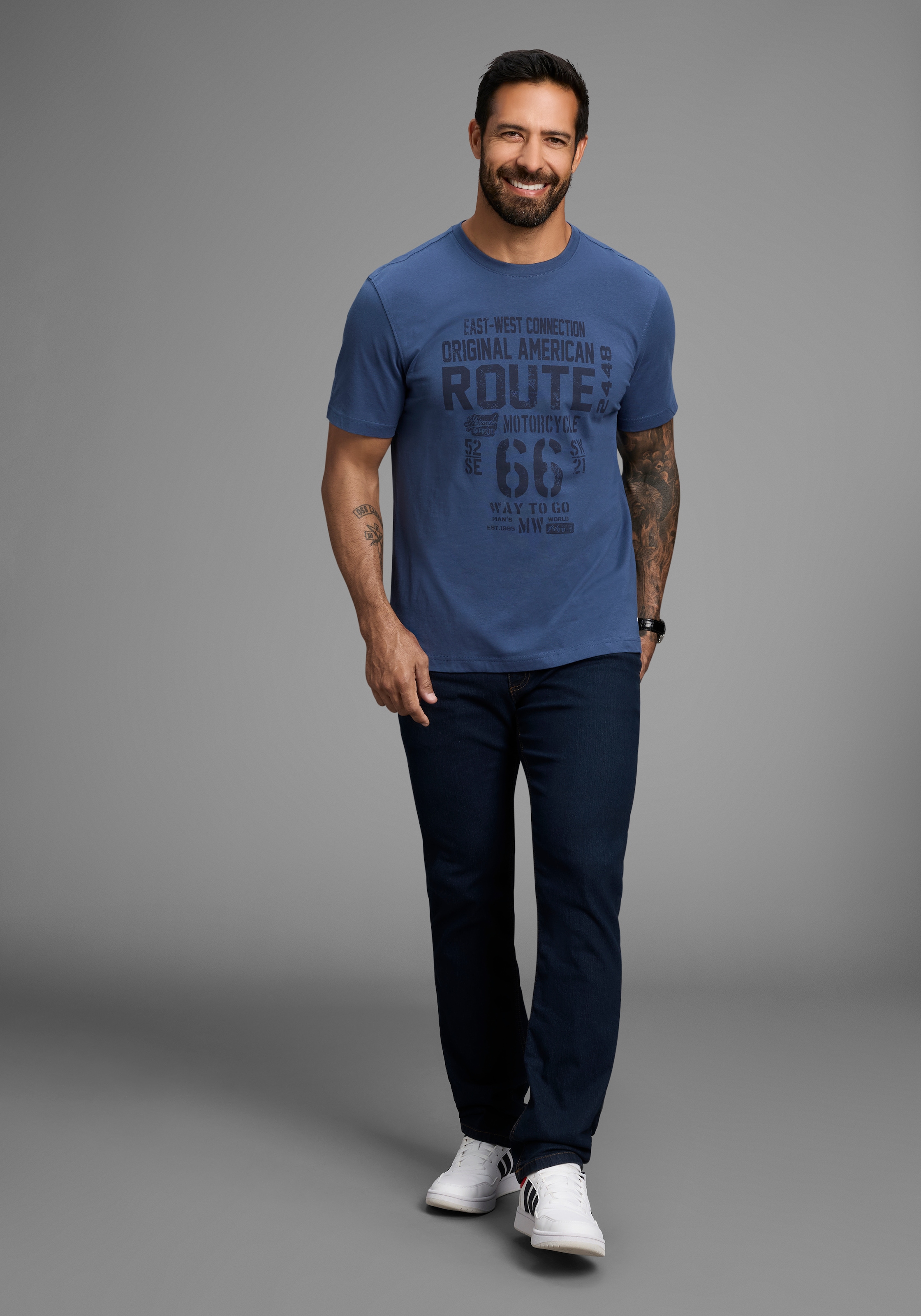 Man's World Rundhalsshirt kurzärmelig,  lässige Passform,  bedruckt,  Rundhalsausschnitt