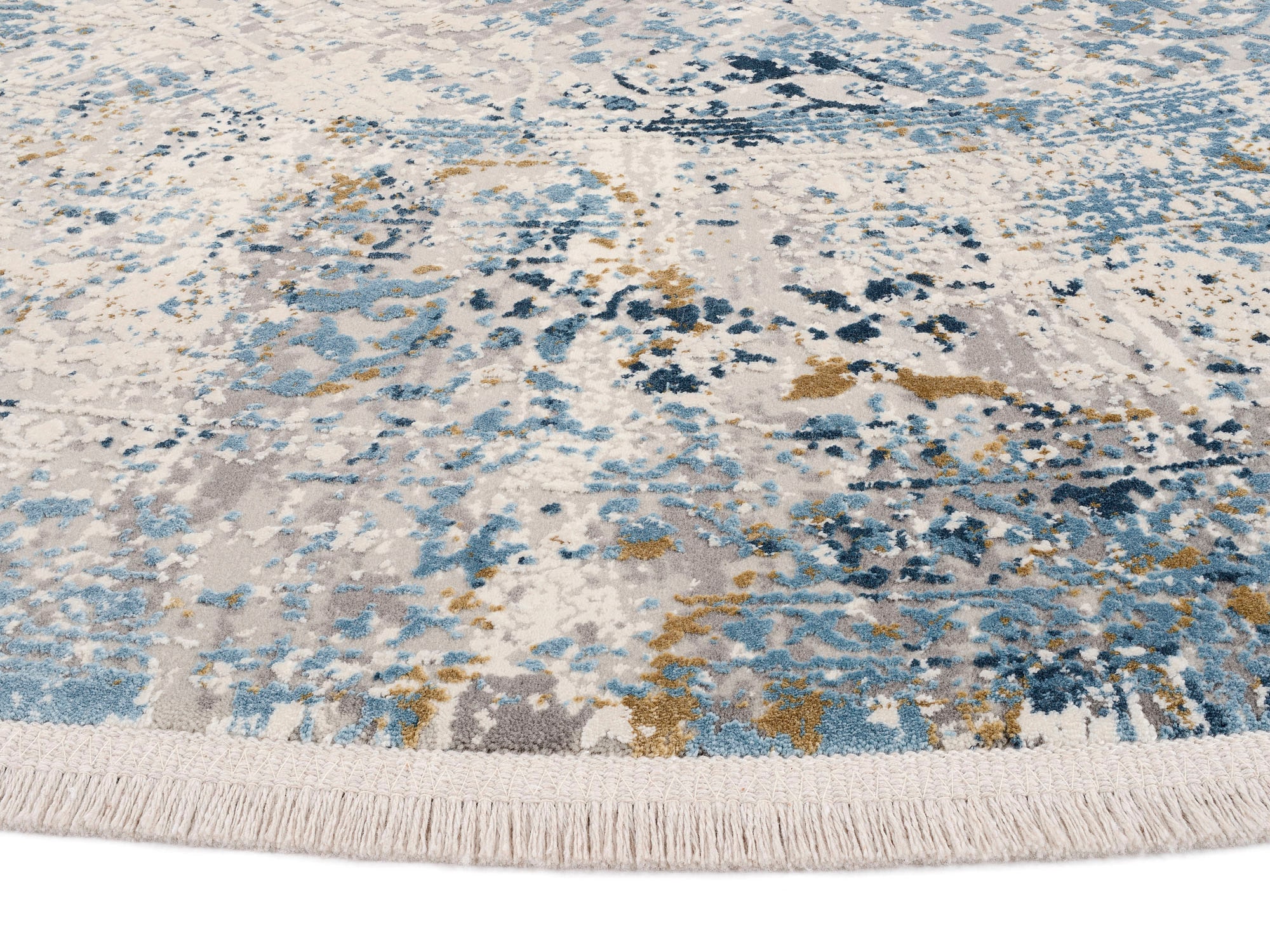 OCI DIE TEPPICHMARKE Teppich »BESTSELLER CAVA« rund 8 mm Höhe Glanz Viskose, Hoch Tief Struktur, mit Fransen, Wohnzimmer