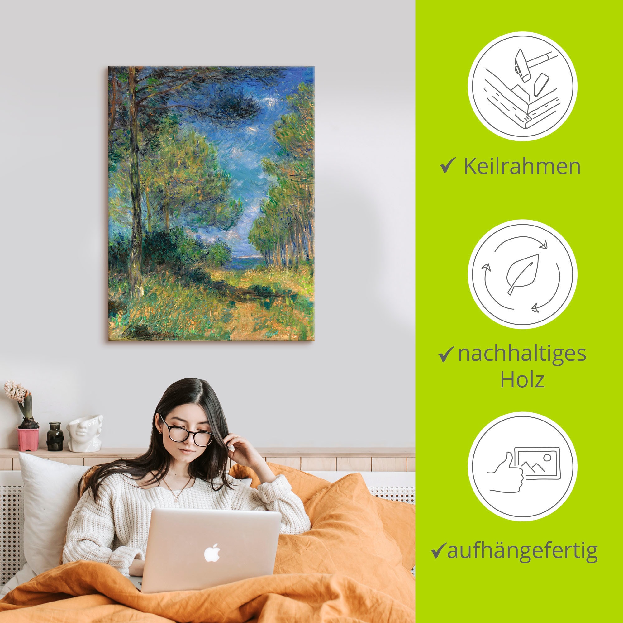 Artland Wandbild »Nadelbäume in Varengeville. 1882« Wiesen & Bäume 1 Stk. tlg. als Leinwandbild, Wandaufkleber in verschied. Größen