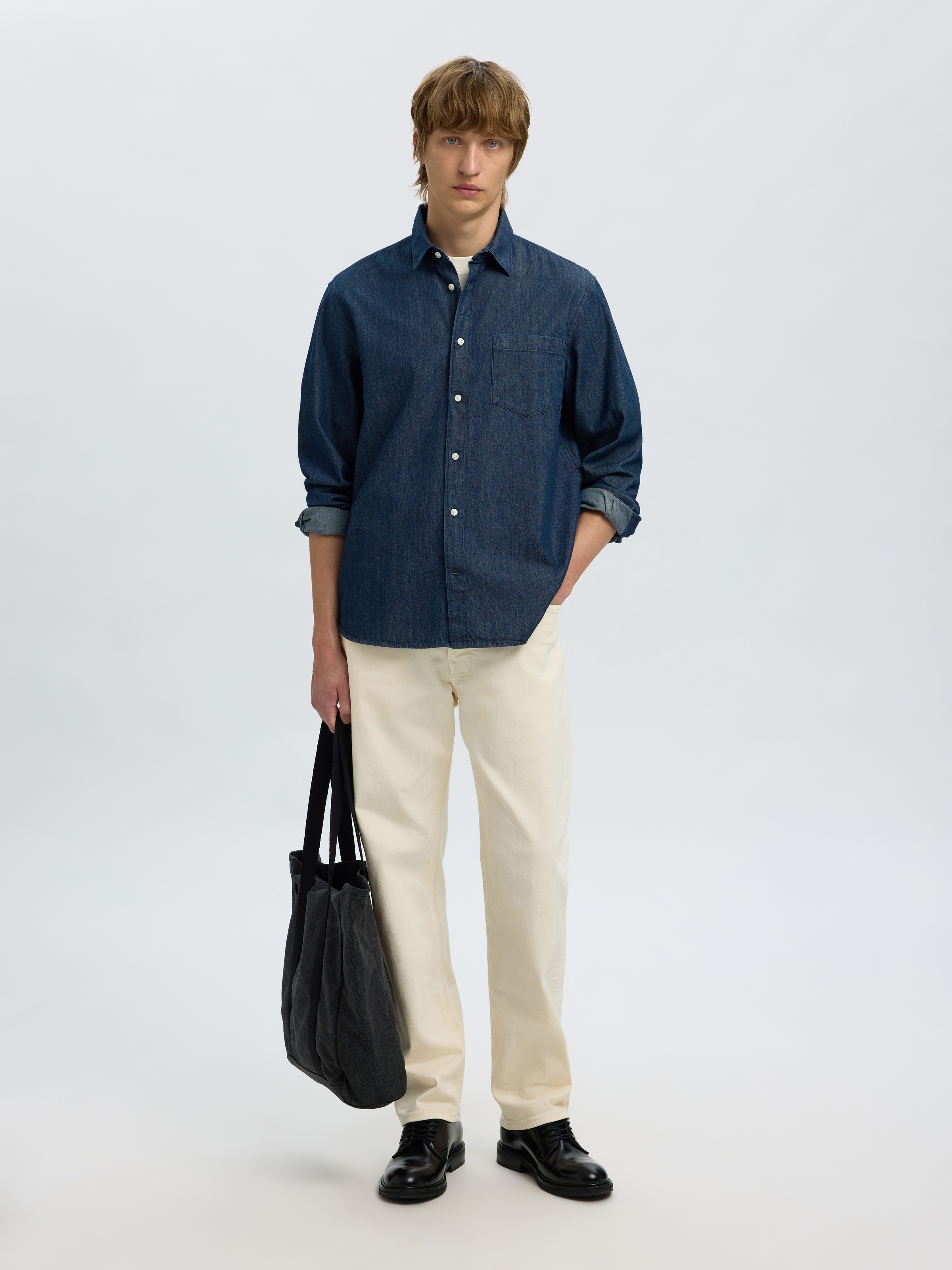 SELECTED HOMME Langarmhemd »SLHREGCARLO DENIM LS SHIRT NOOS«