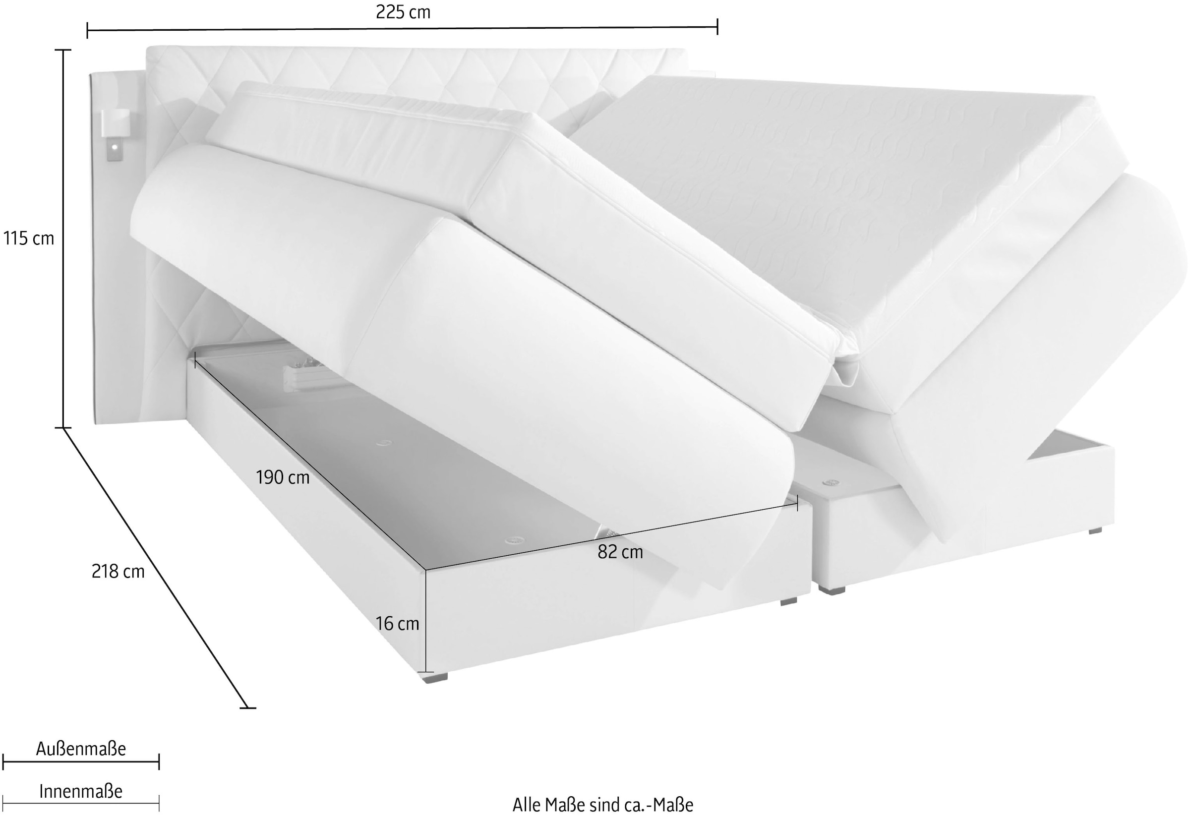 COLLECTION AB Boxspringbett, inklusive Bettkasten, LED-Beleuchtung und Topper