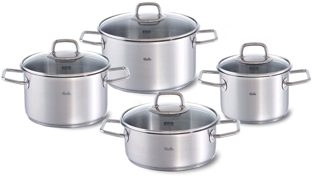 Fissler Topf-Set »Viseo Topf-Set« Set, 1x Bratentopf 20 cm, je 1x Kochtopf 16/20/24 cm, 8 Stk. tlg. Edelstahl 18/10