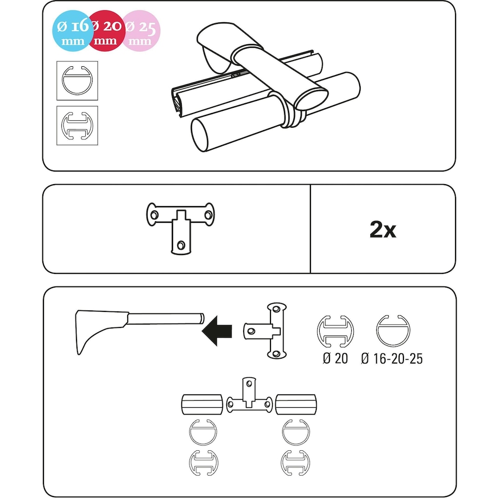 GARDINIA Gardinenstangenhalter »Kreuz Adapter«, (2 St.)