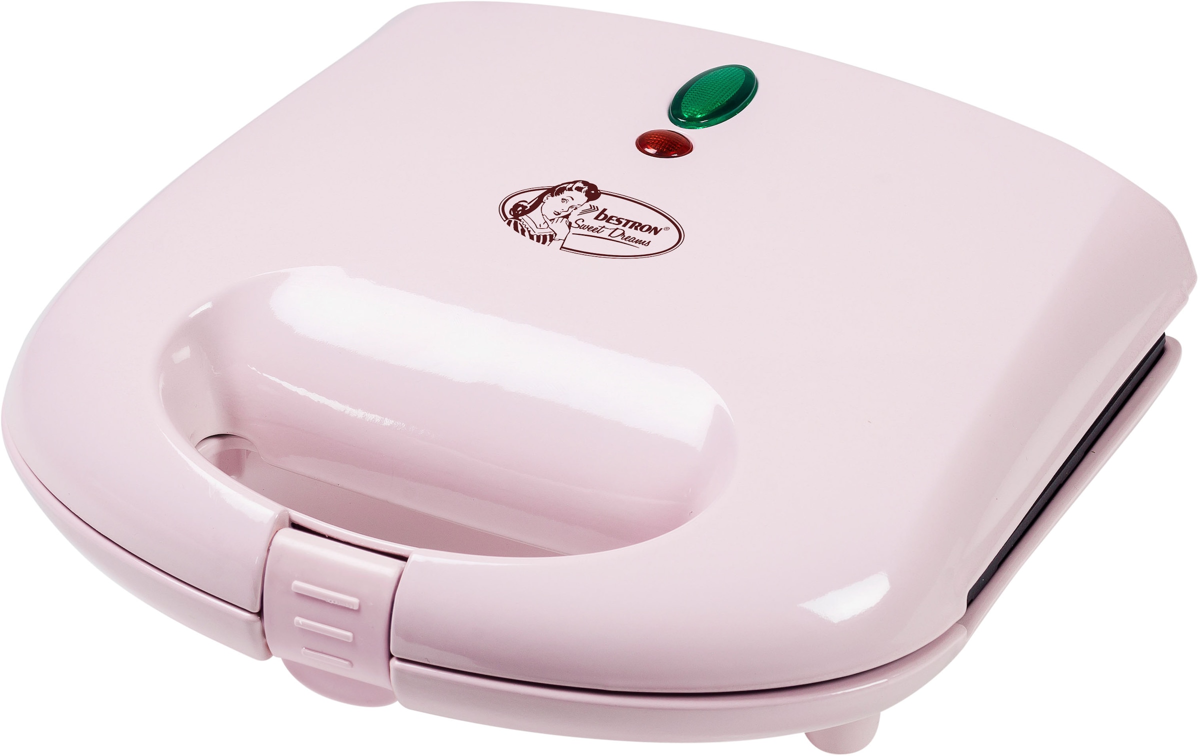bestron Waffeleisen »ASW401P Sweet Dreams«, 700 W, für Belgische Waffeln, im Retro Design, für 2 Waffeln, Rosa