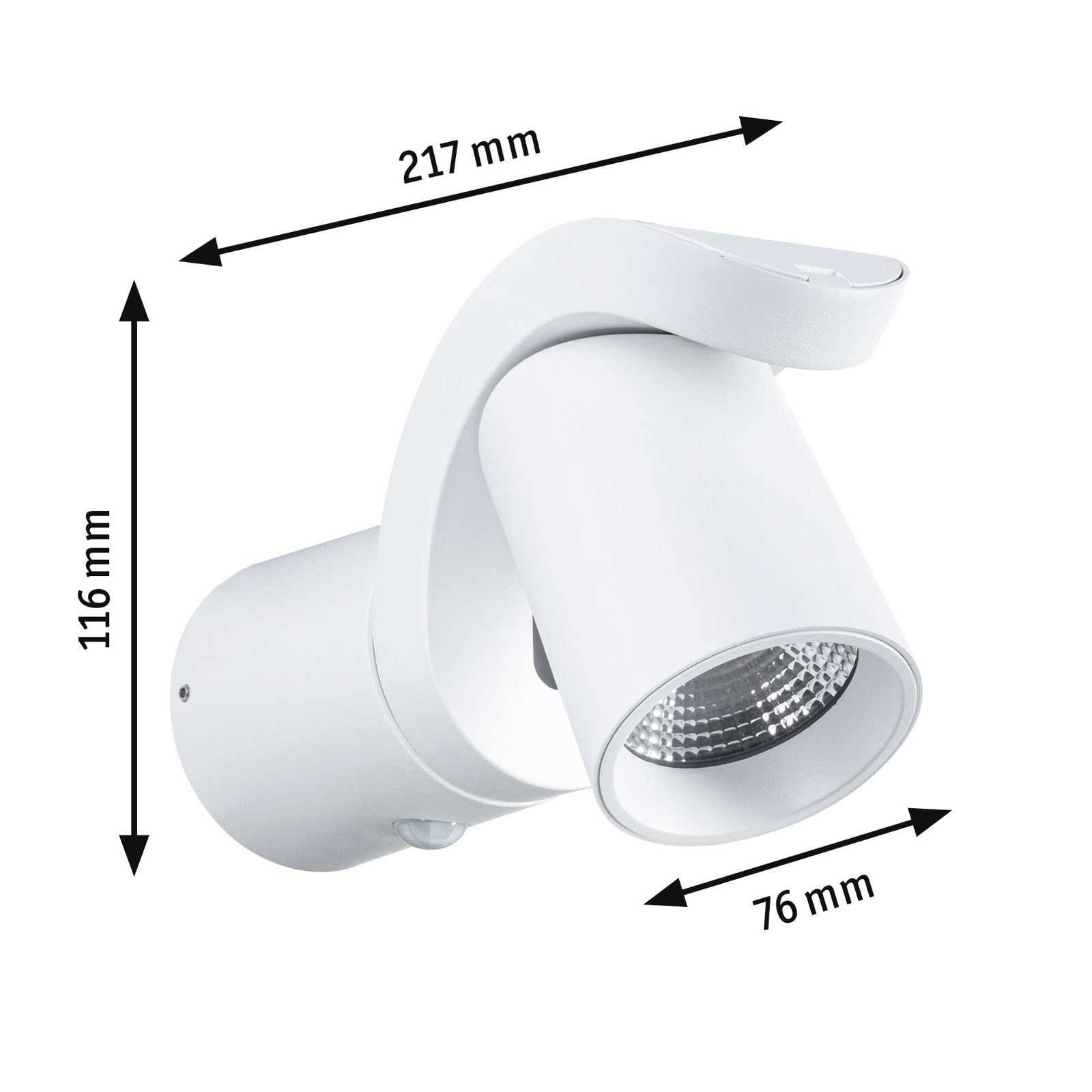 Paulmann LED Außen-Wandleuchte »Cuff IP44 76x217mm 3000K 10W 700lm 230V 70° Aluminium«, 1 flammig, Bewegungsmelder