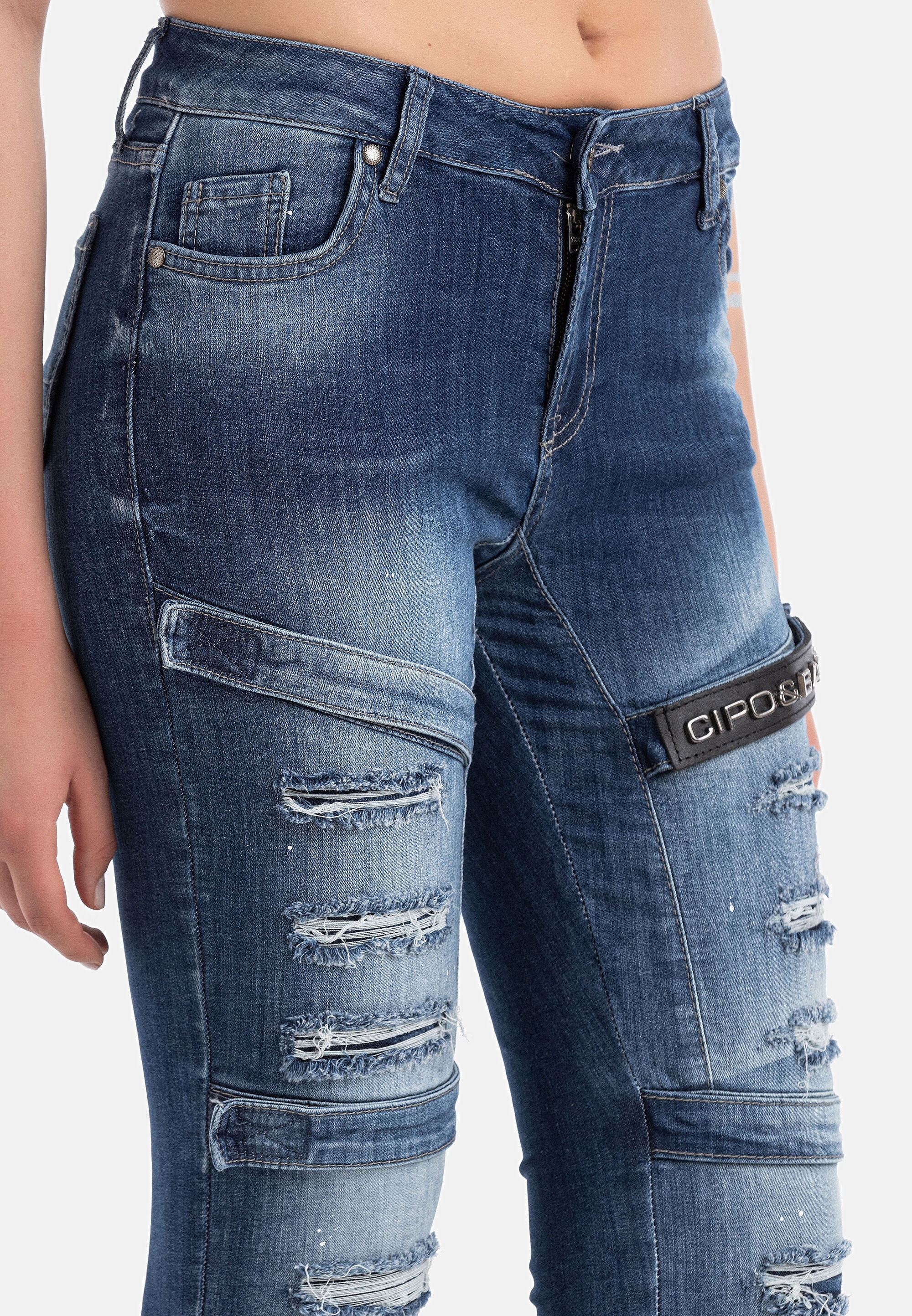 Cipo & Baxx Slim-fit-Jeans »WD383« im coolen Biker-Look in Skinny Fit, WD383