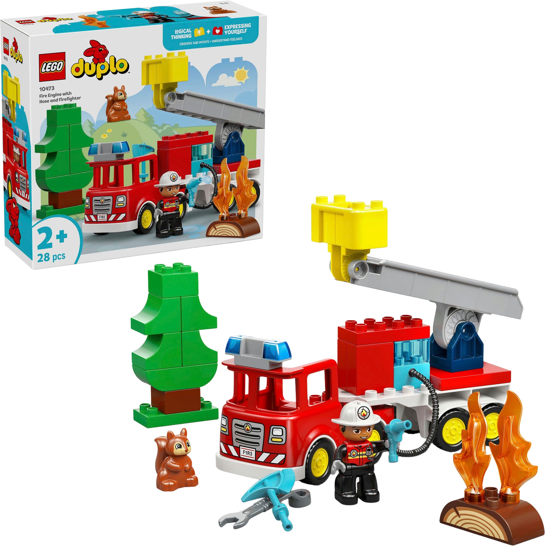 LEGO® Konstruktionsspielsteine »Löschauto mit Schlauch und Feuerwehrmann (10473), LEGO DUPLO Town«