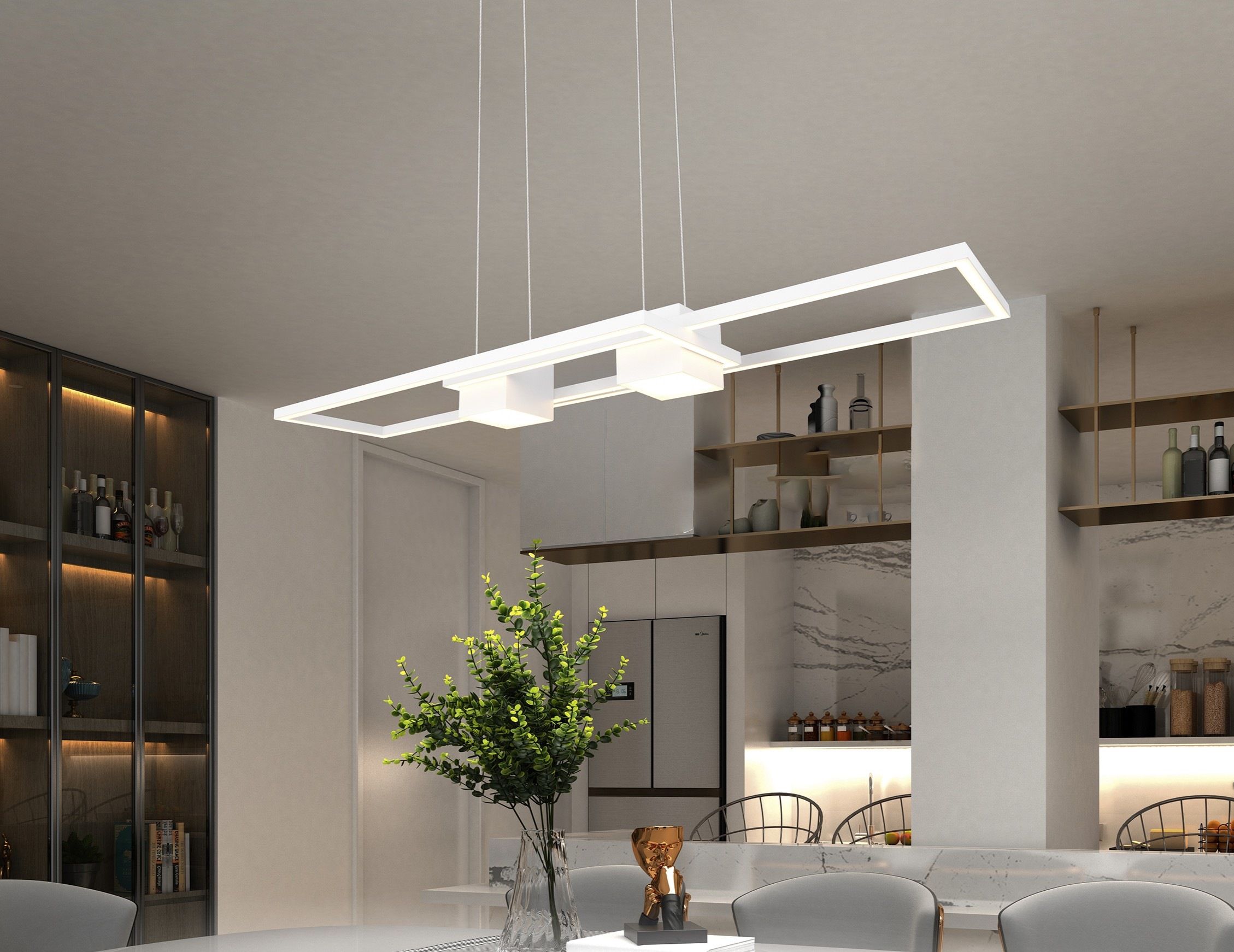 TRIO Leuchten LED Pendelleuchte »ALBANY, LED Hängelampe Wohnzimmer mit Fernbedienung, dimmbar, CCT« LED-Board 1 Stk. warmweiß - kaltweiß Lichtfarbe einstellbar, Memoryfunktion, Nachtlicht, up-and-down Licht