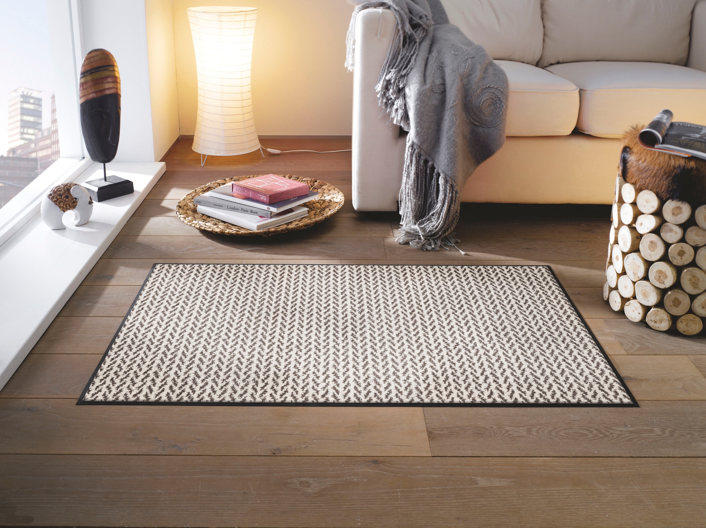 wash+dry by Kleen-Tex Teppich »Duo Latte« rechteckig 9 mm Höhe rutschhemmend, In- und Outdoor geeignet, waschbar