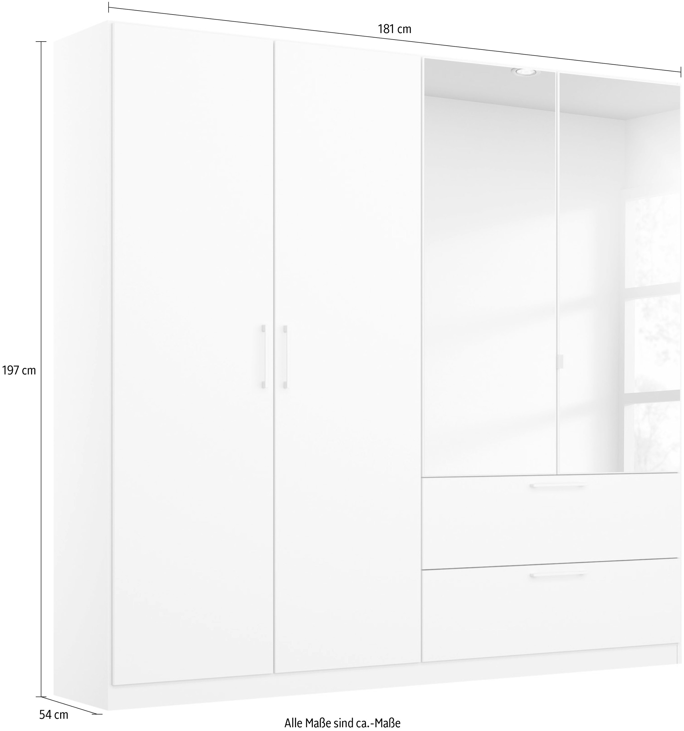 INOSIGN BY RAUCH Drehtürenschrank »Kleiderschrank Schrank Garderobe Wäscheschrank CHALLENGER« mit Spiegeltüren und geräumigen Schubladen MADE IN GERMANY