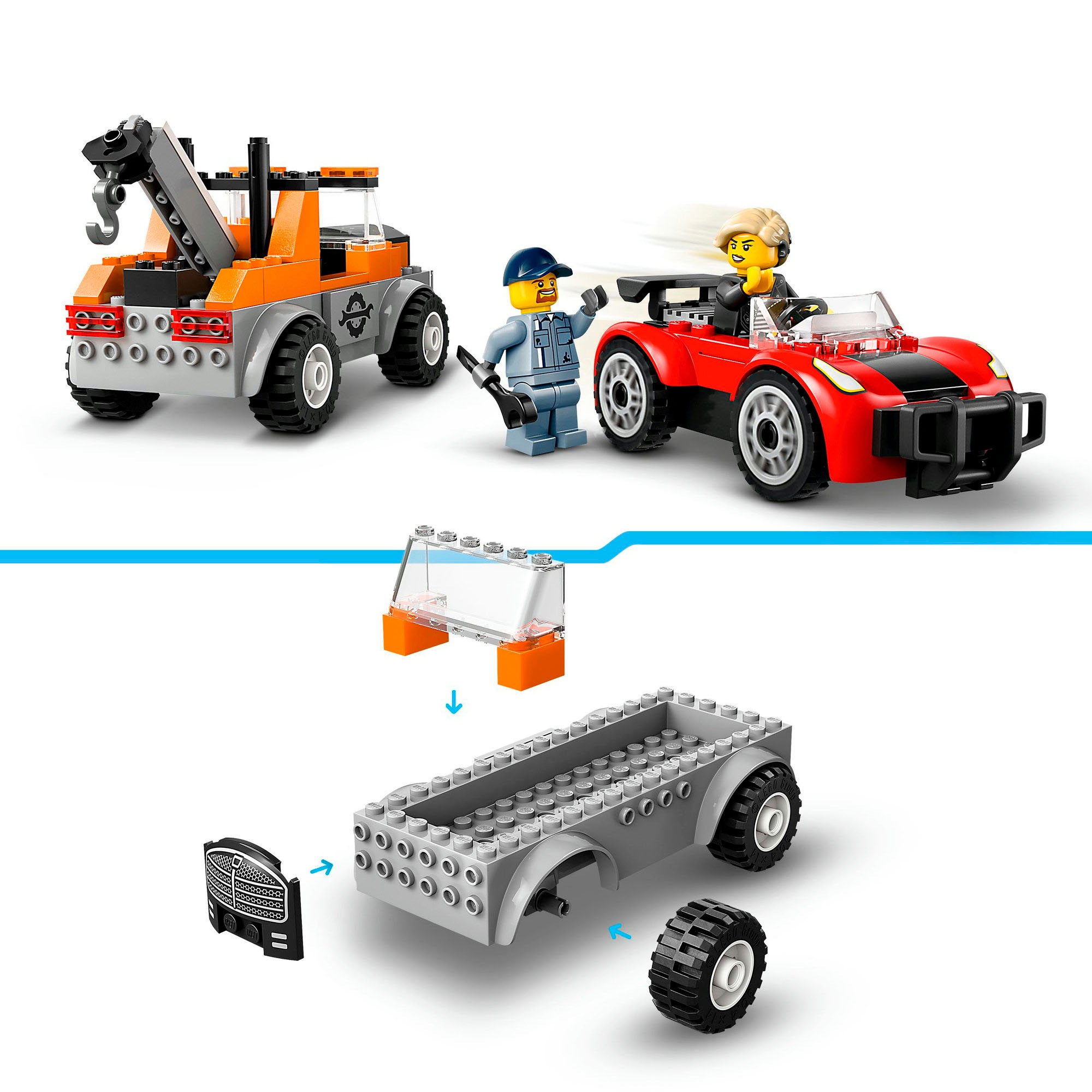 LEGO® Konstruktionsspielsteine »Abschleppwagen mit Sportauto (60435), LEGO City«, (101 St.), Made in Europe