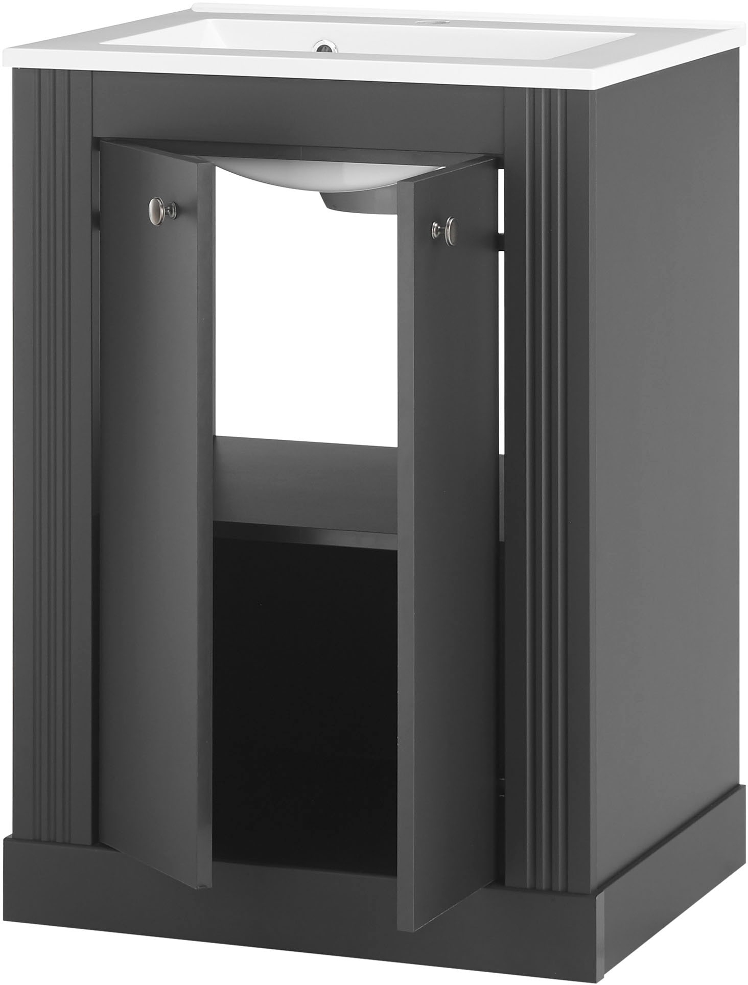 OTTO home Waschtisch »WESTMINSTER, Waschbeckenunterschrank inkl. Waschbecken, Metallgriffe« 1 Stk. tlg. in 2 Farben verfügbar, mit Stauraum, Breite 60 cm