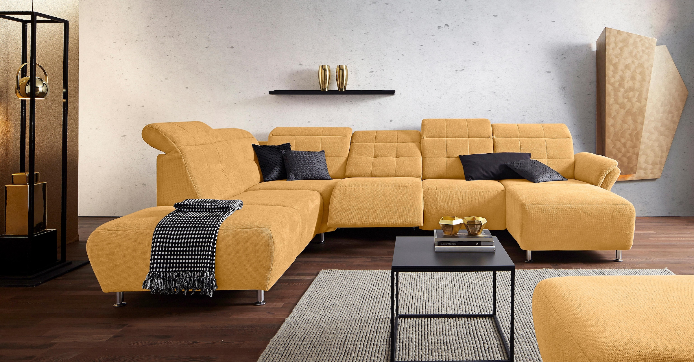 Places of Style Wohnlandschaft »Manhattan U-Form«, 2 Sitze mit elektrischer Relaxfunktion, verstellbare Armlehnen