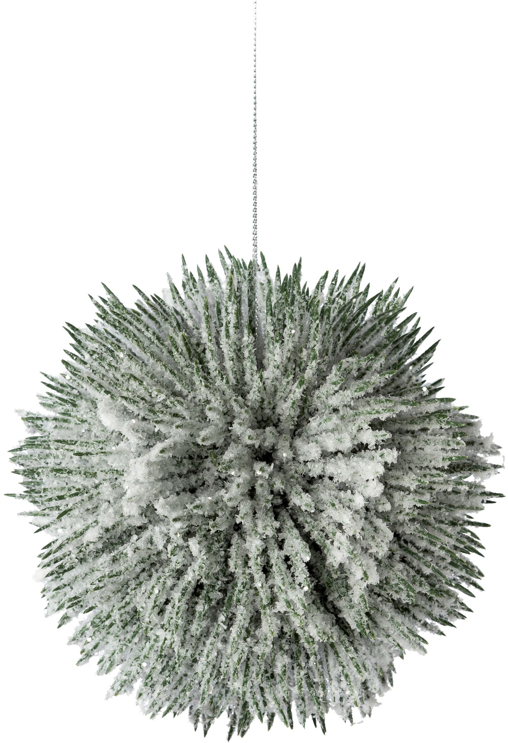 Creativ green Winterliche Kunstpflanze »Weihnachtsdeko«, Kugel Ø 14 cm, mit künstlichem Schnee bedeckt, 2er-Set