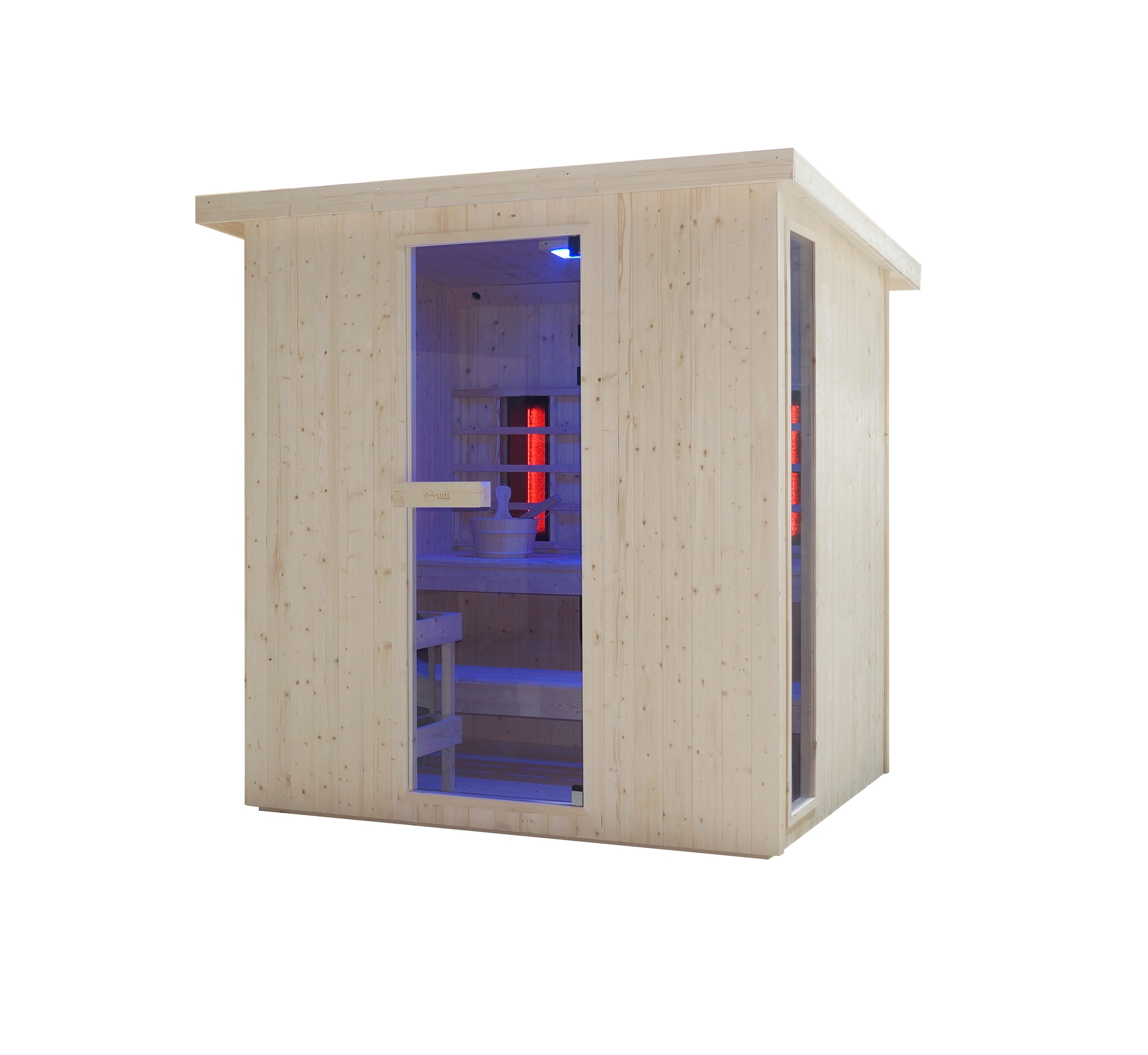 Sanotechnik Sauna »»LAHTI« Außensauna mit Infrarotkabine« geeignet für 6 Personen, Fichetnholz