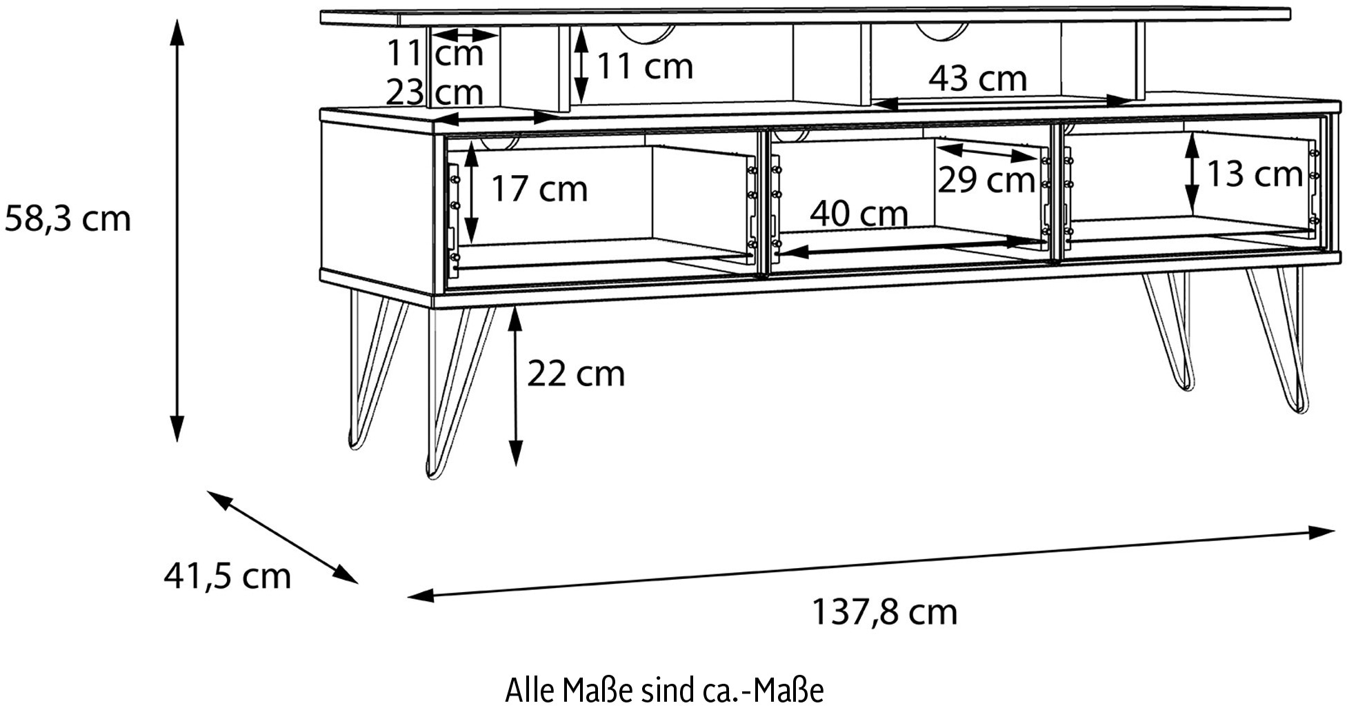FORTE Lowboard, Breite ca. 138 cm