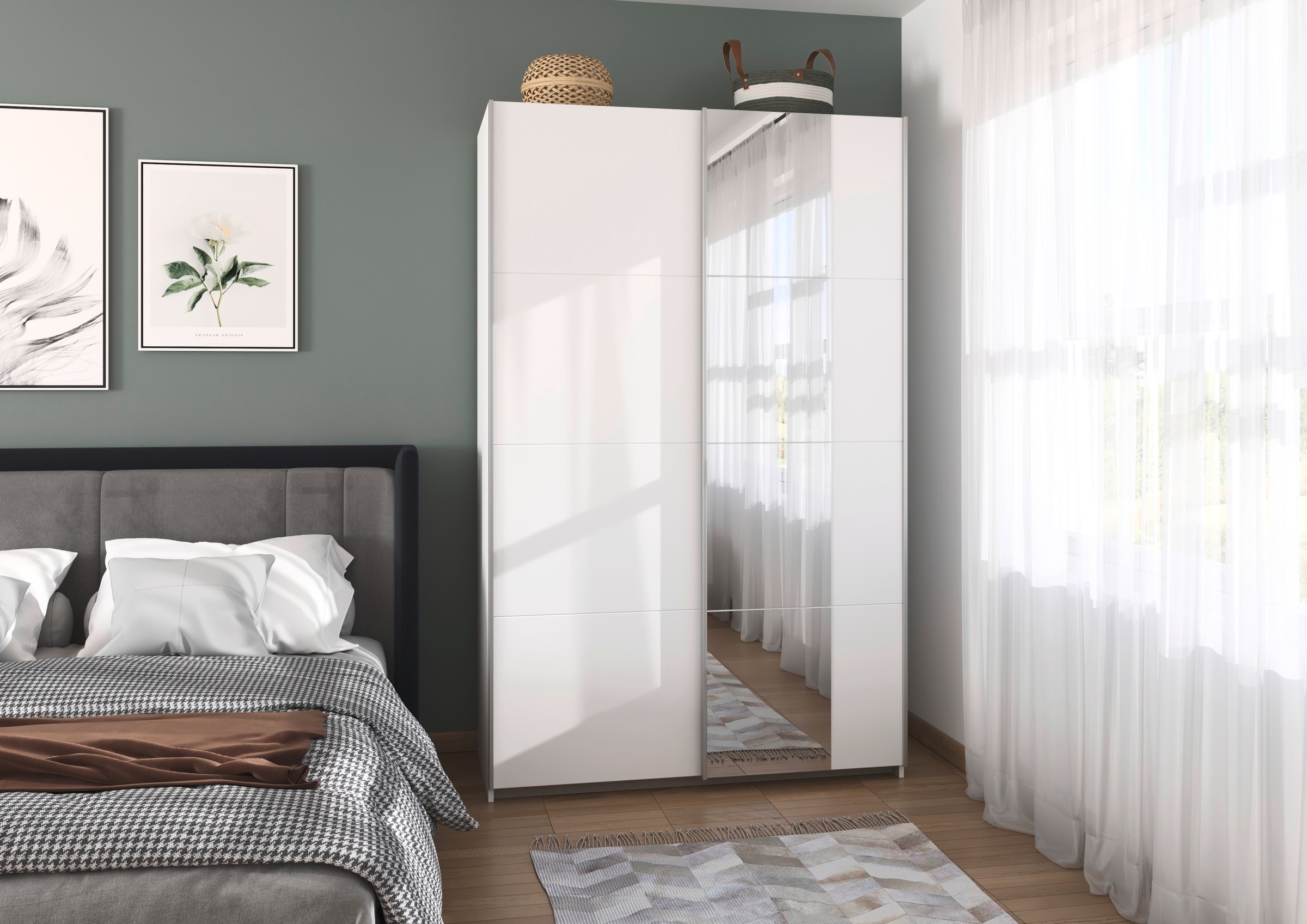 rauch Schwebetürenschrank »Kleiderschrank Schrank Garderobe Schlafzimmerschrank OXFORD«, (in 3 verschiedenen Ausstattungen BASIC/CLASSIC/PREMIUM), mit Griffleisten aus Metall, auch für kleinere Räume MADE IN GERMANY