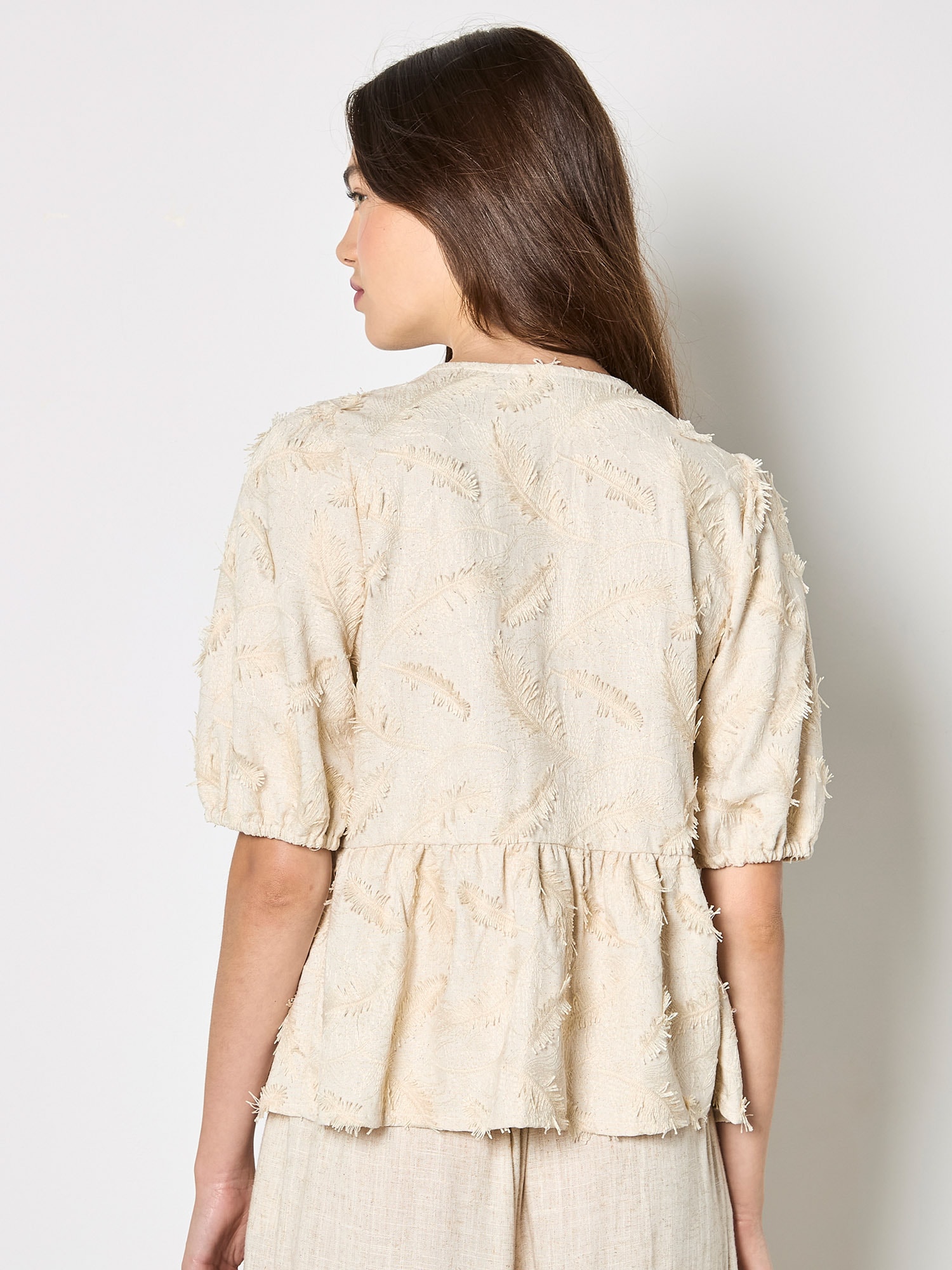 Apricot Blusentop »Bluse aus Leinenmischung« mit Stickerei