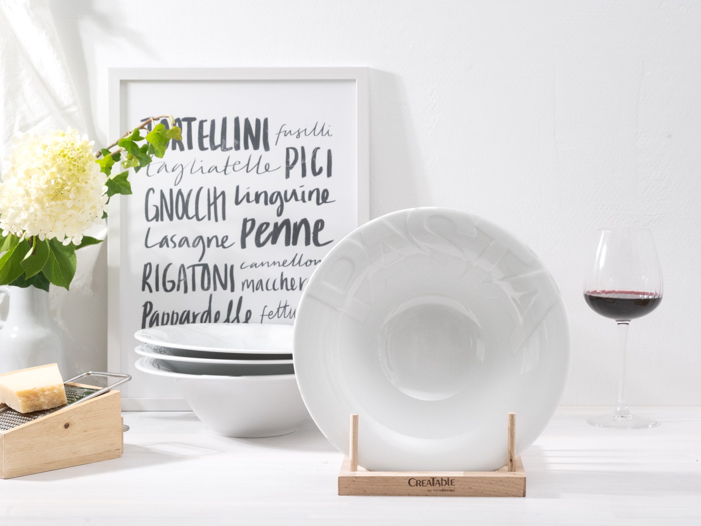 CreaTable Pastateller »Essteller Gourmet« Teller Set für 4 Personen, weiß, Porzellan,schwere Qualität