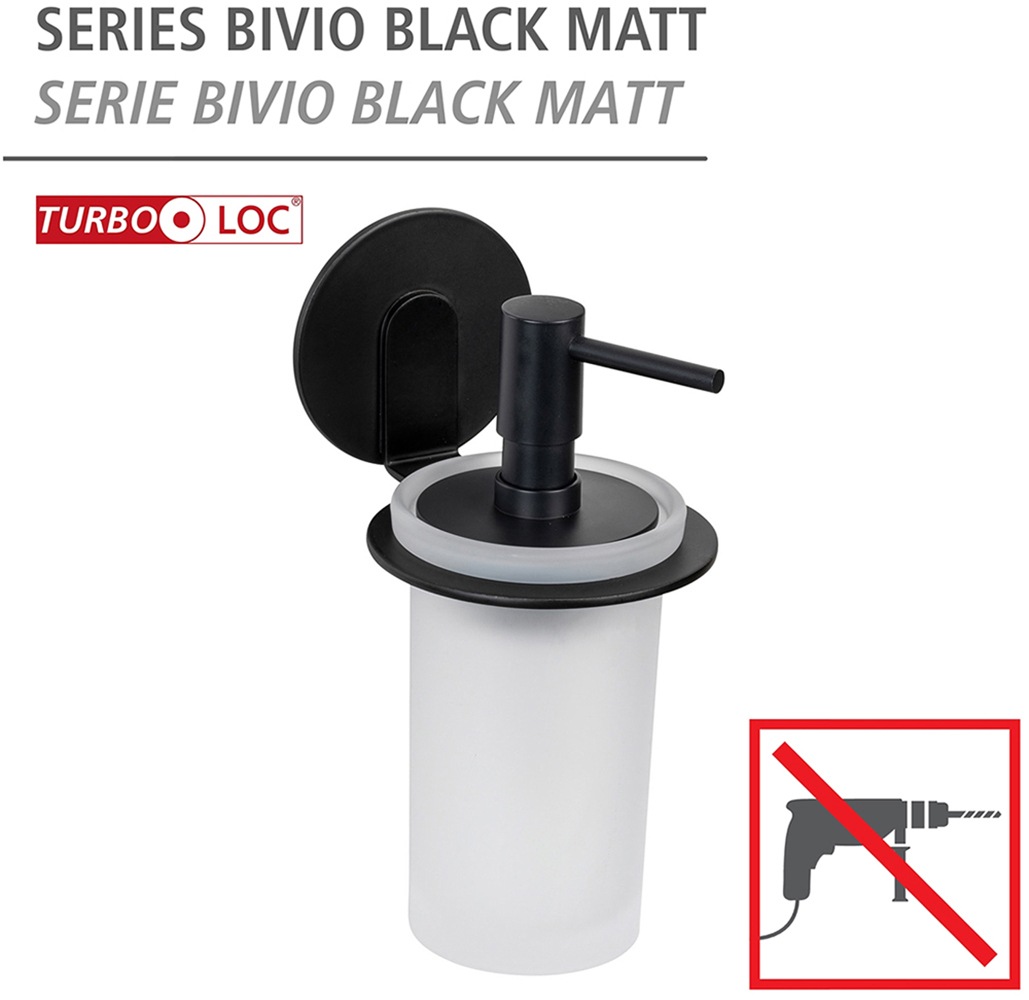 WENKO Seifenspender »Turbo-Loc® Modell Bivio«, Befestigen ohne Bohren, Aluminium-Halterung, 150 ml
