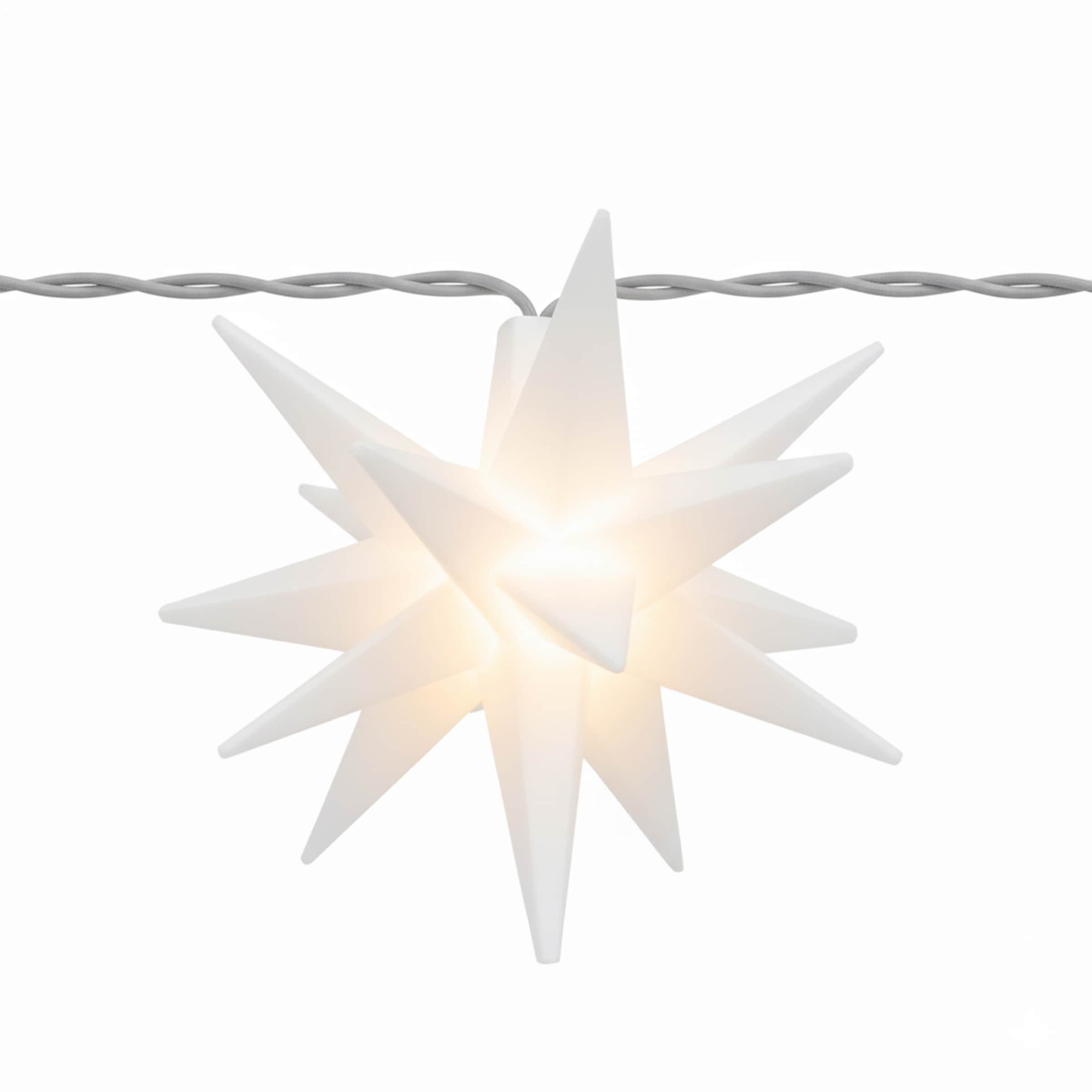 OTTO home LED-Lichterkette »10er 3D-Sterne, Timer, Länge 4,5m, Rot, Weiß oder Gelb, Indoor Outdoor« 10 Stk.-flammig mit Zeitschaltuhr, 4,5 m beleuchtet & 3 m Zuleitung, innen, außen