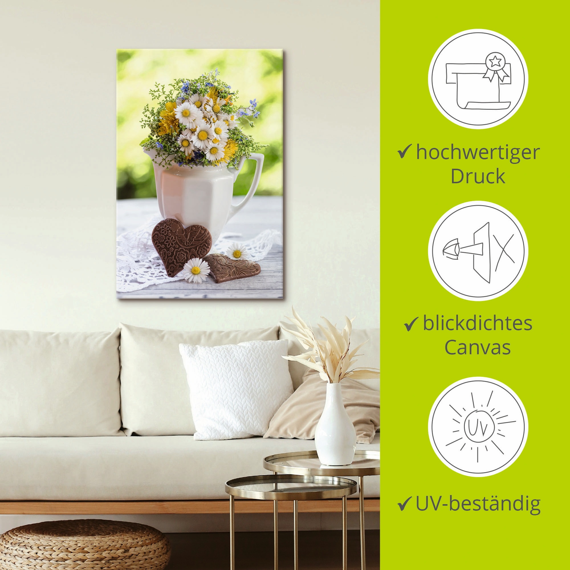 Artland Leinwandbild »Aus Liebe zum Frühling« Vasen & Töpfe 1 Stk. tlg. als Alubild, Outdoorbild, Leinwandbild, Wandaufkleber, versch. Größen