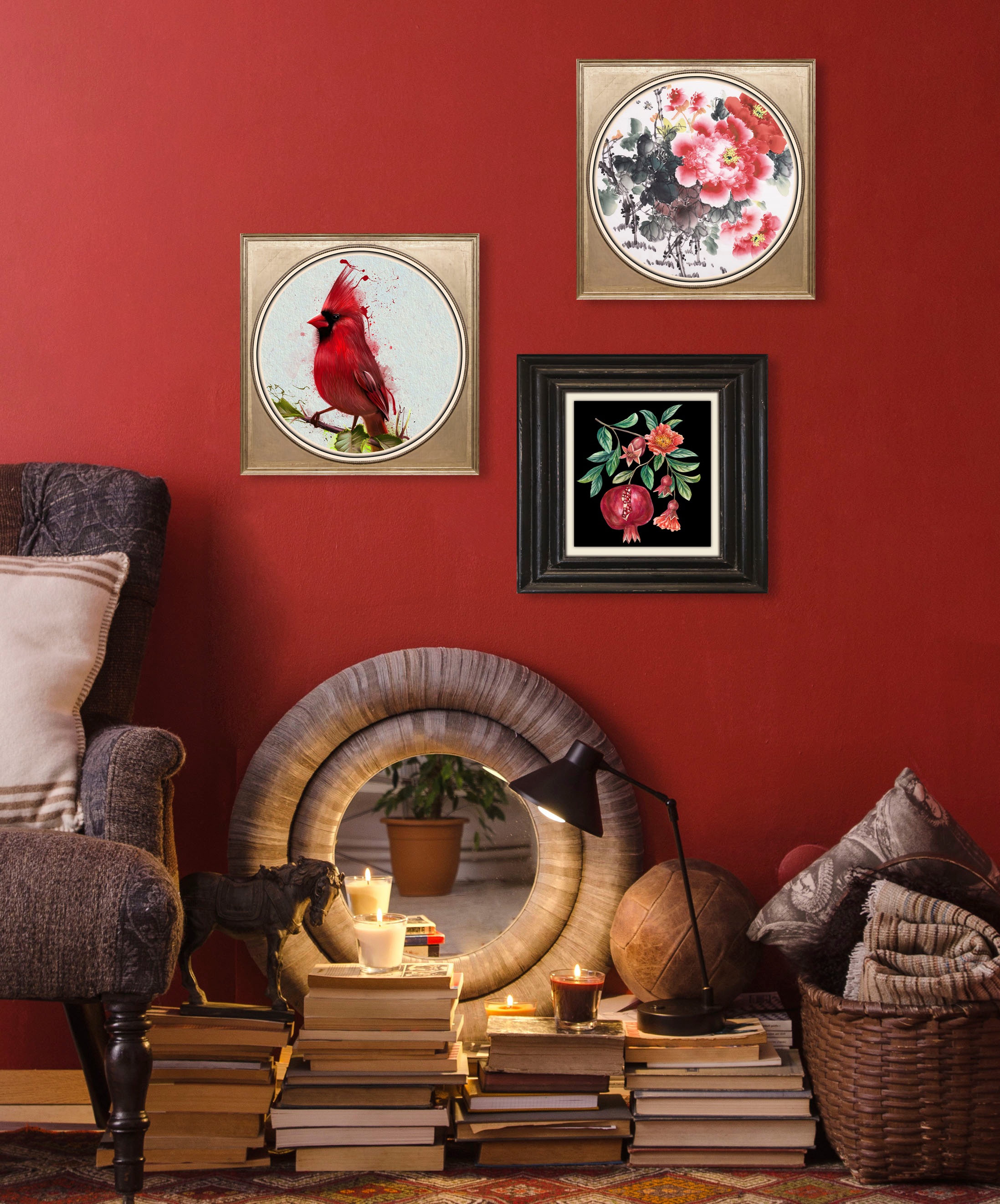 queence Leinwandbild »Granatapfel« Kunst | Obst | Obst Bilder | Stillleben Premium-Leinwandstoff, Handarbeit aus Deutschland, 40x40cm