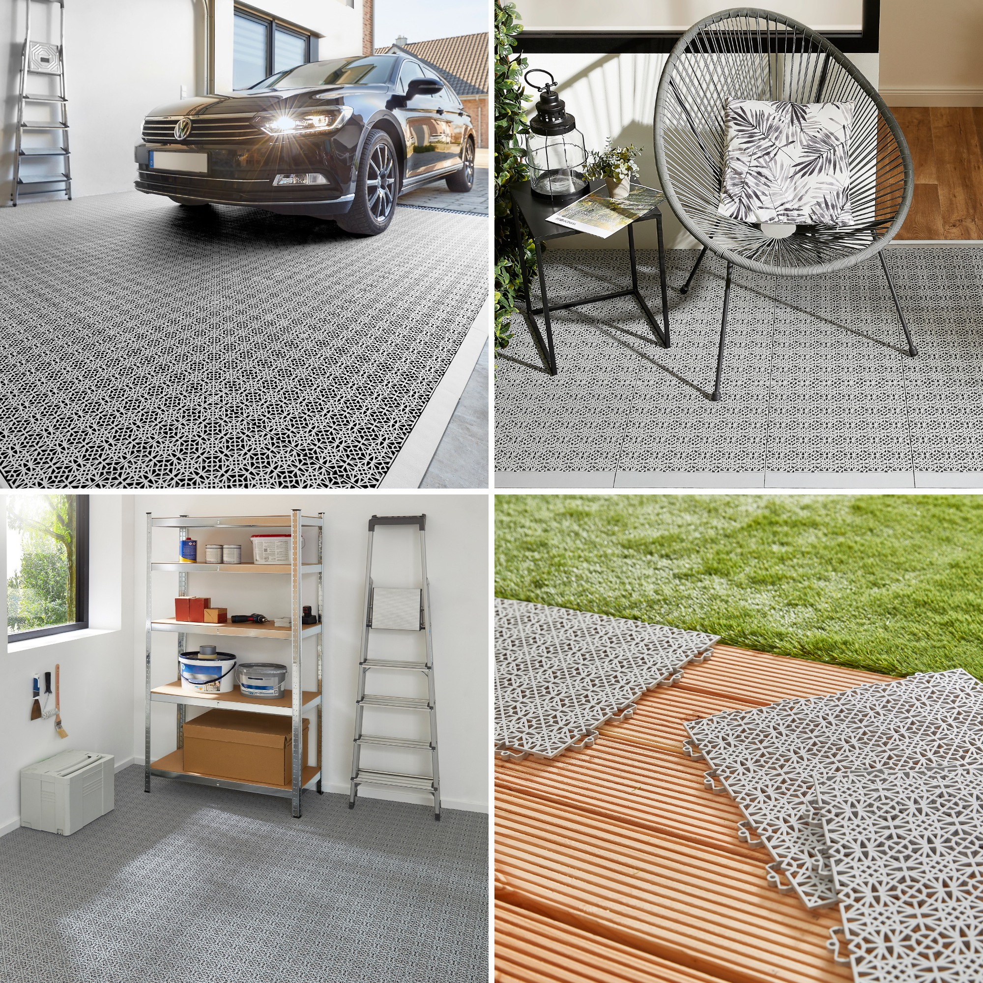 Andiamo Kunststoff-Fliesen »Terra Sol, Terrassenfliesen« Set, erhältlich mit 7 Stück (1 qm), 14 Stück (2 qm) oder 35 Stück (5 qm), 7 Stk. tlg. Klickfliesen, 38x38 cm, Balkon Bodenbelag, UV-beständig