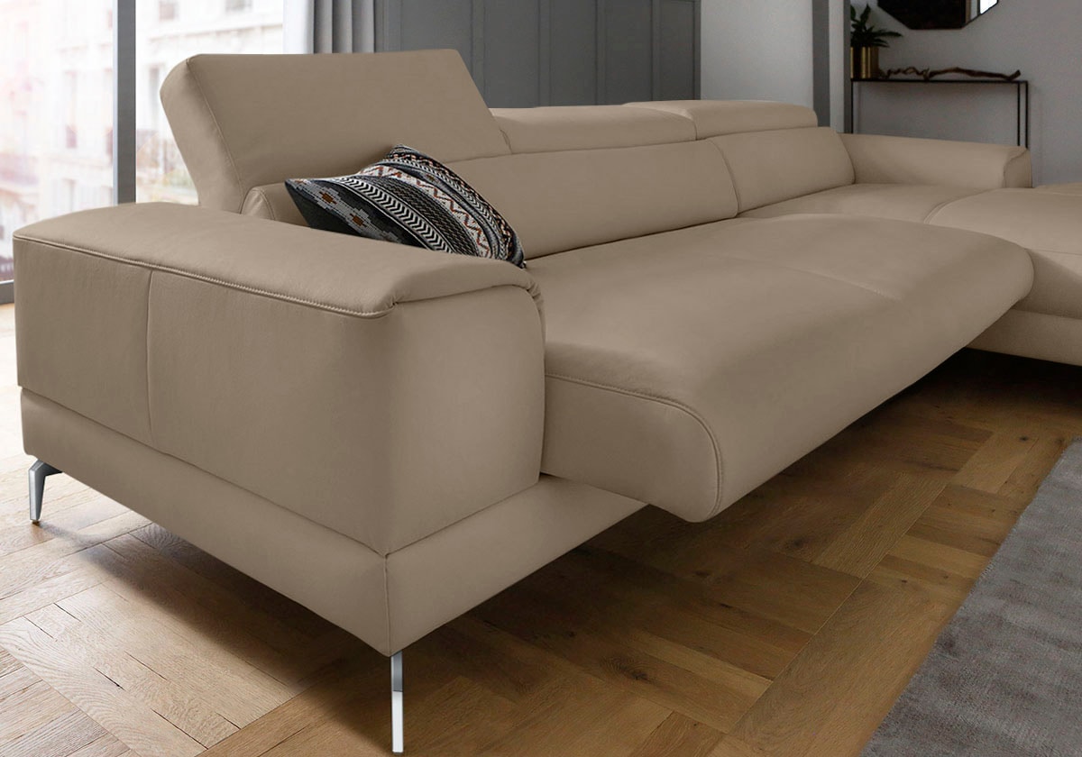 W.SCHILLIG Ecksofa »piedroo, Designsofa mit tollem Sitzkomfort, elegant und bequem, L-Form«, Kopfteilverstellung, wahlweise mit Sitztiefenverstellung, Breite 343cm