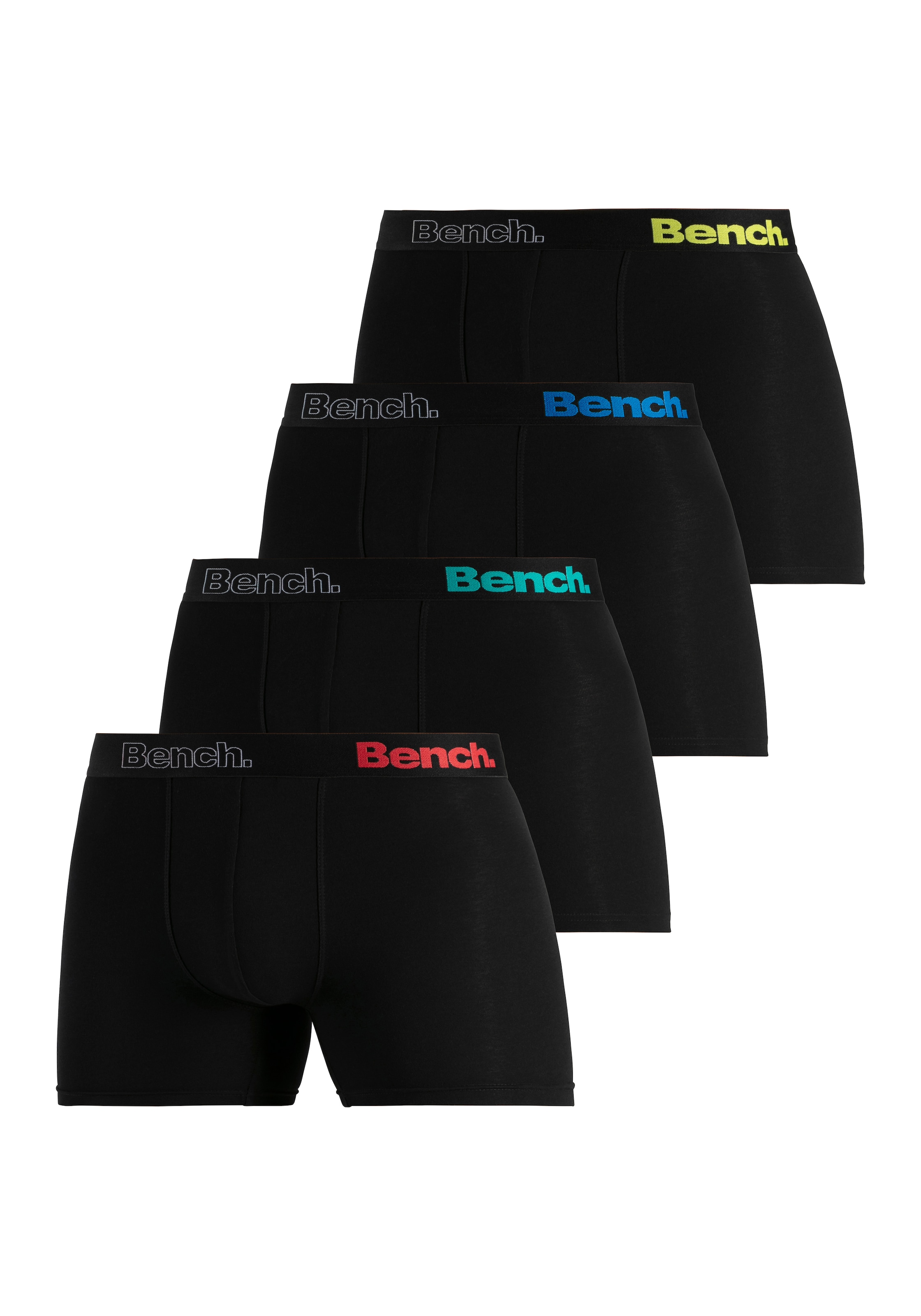 Bench. Langer Boxer »Boxershorts für Herren«, (Packung, 4 St.), Unterhosen mit Logoschriftzug im Bund