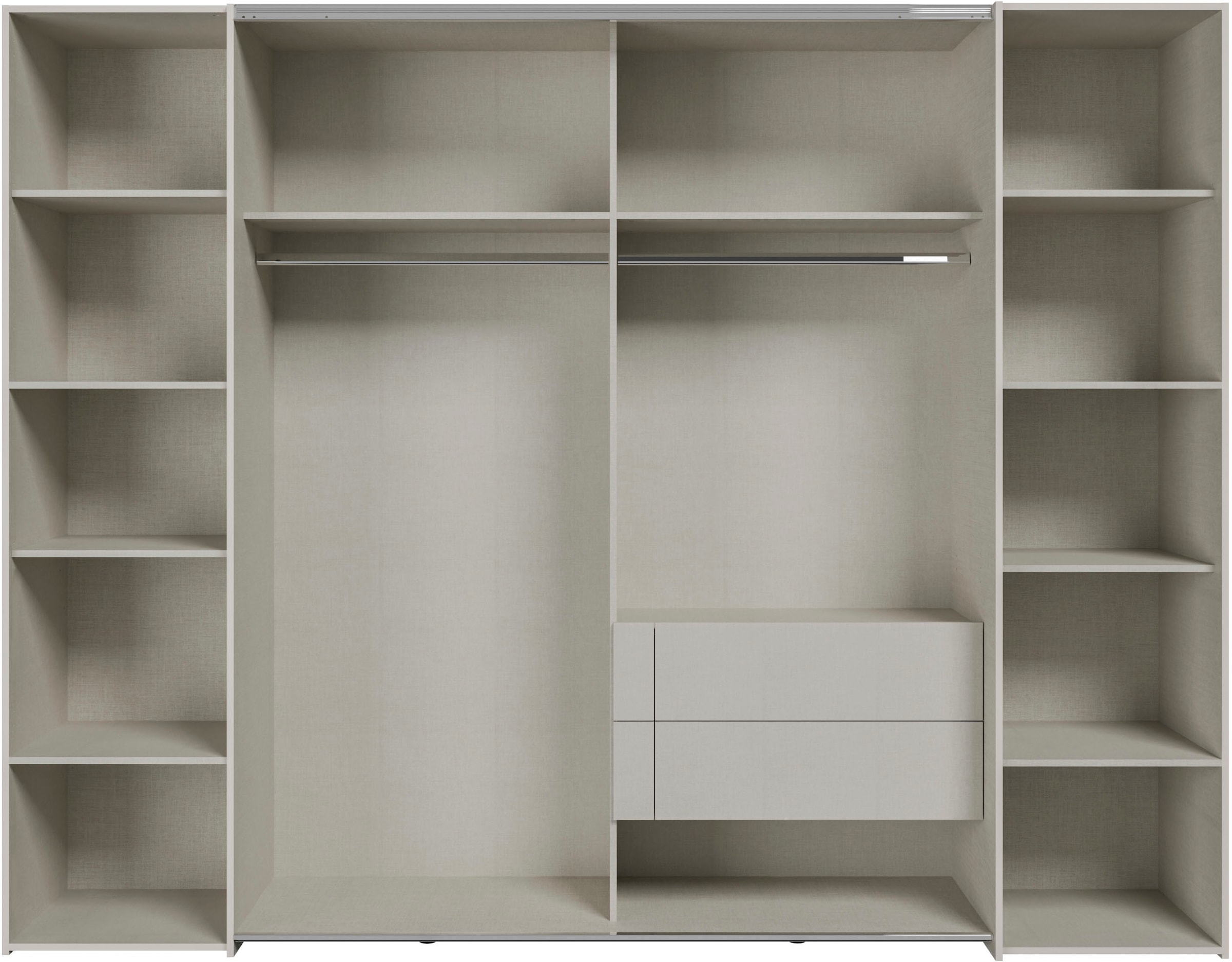 FORTE Dreh-/Schwebetürenschrank »Narago, OTTOs Choice, TOPSELLER, mittlere Paneele farblich wechselbar« B/H/T ca. 270x210X61cm, Farbe Weiß auch mit Spiegeln erhältlich,  gestalte die Schwebetüren einfarbig oder 2 farbig, Made in Europe
