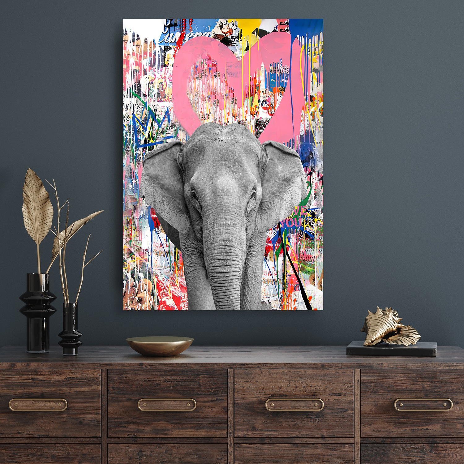 Affengeilebilder Leinwandbild »Pop Art Elefant Pink auf Keilrahmen gespannt« 1 Stk. tlg. Kunstdruck Wandbild Bild in verschiedenen Formaten