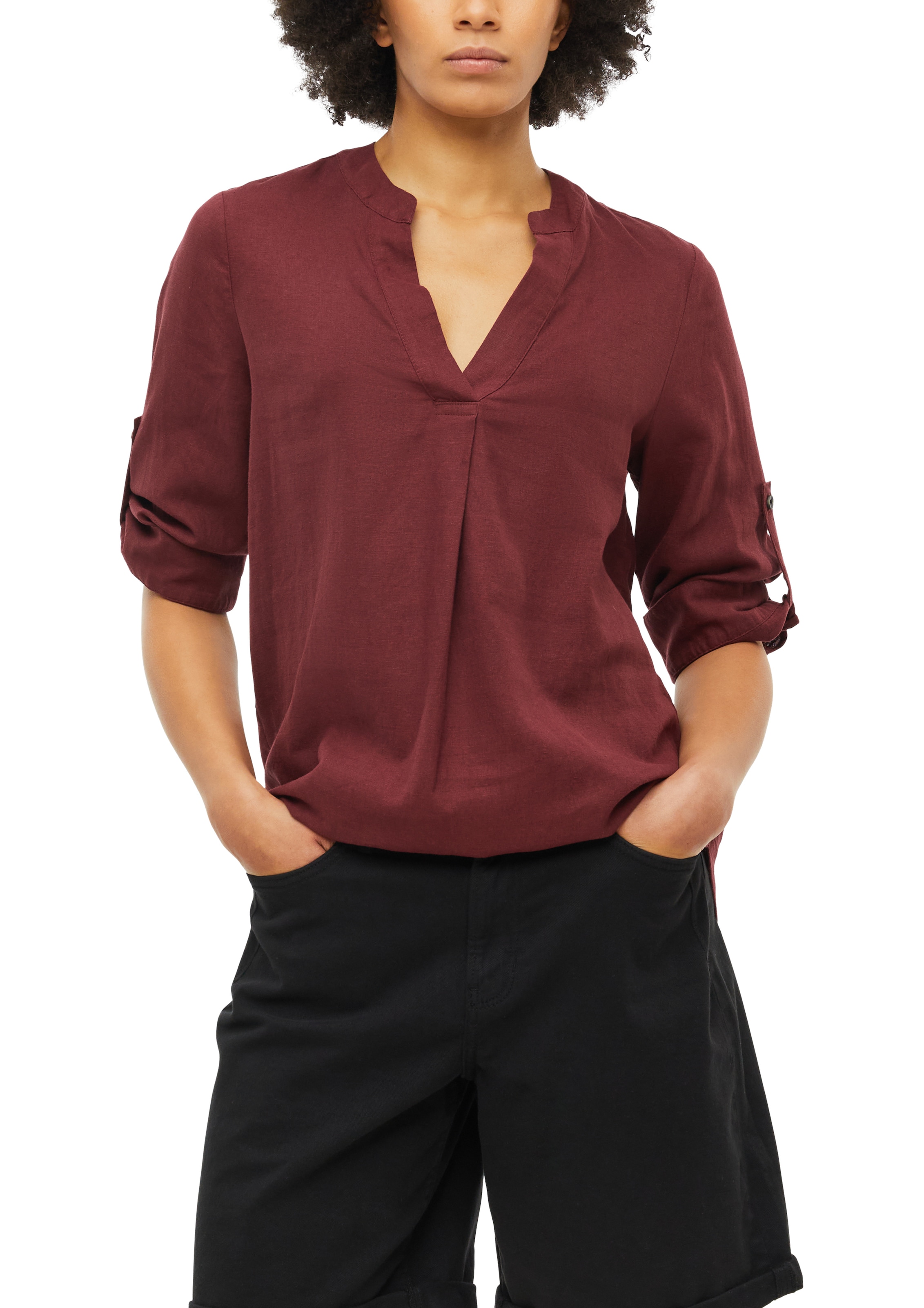 s.Oliver Shirtbluse krempelbar, kühlender Leinenmix