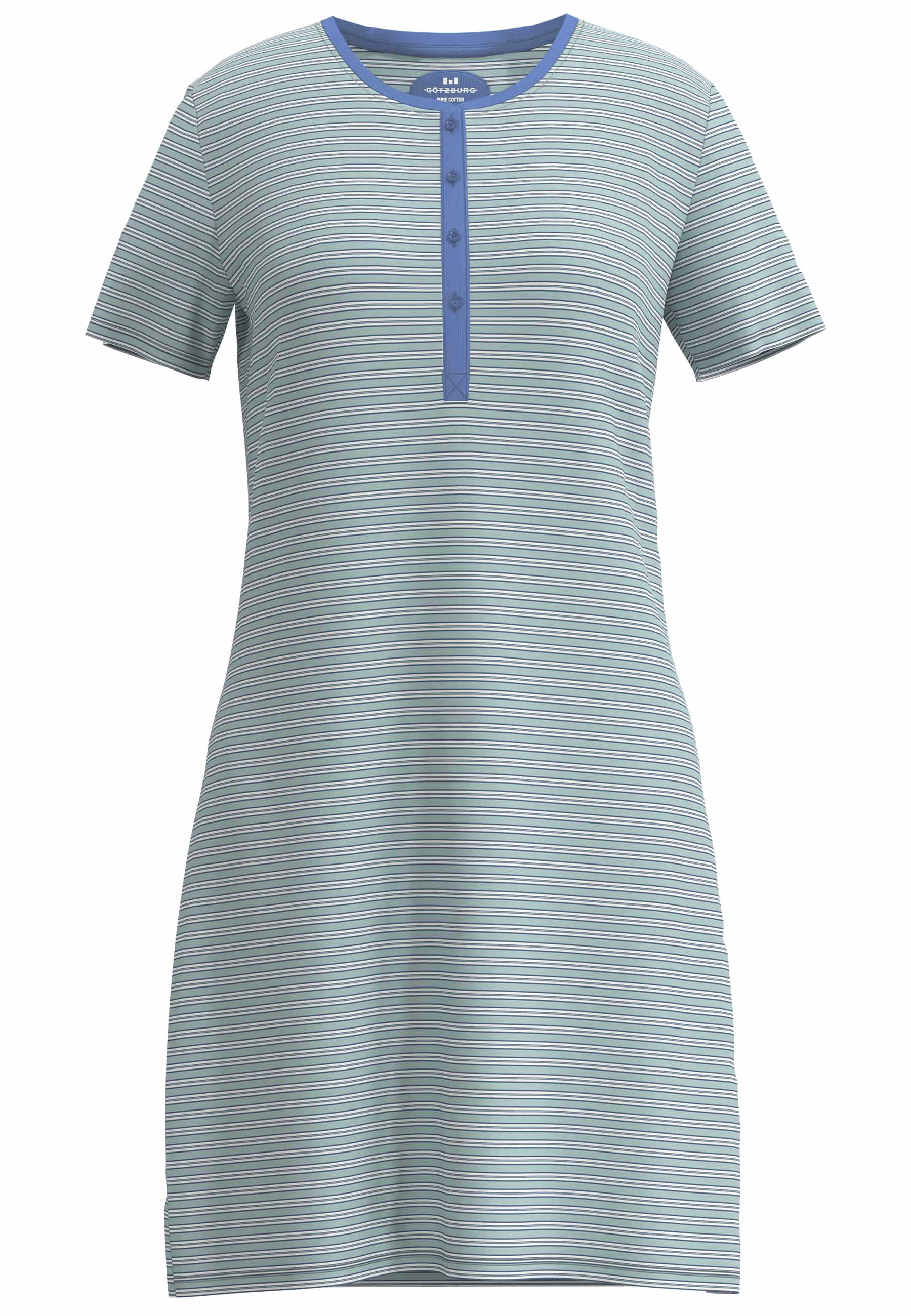 GÖTZBURG Nachthemd gestreift, mit Knopfleiste, Kurzarm, Rundhalsausschnitt, Baumwollmix