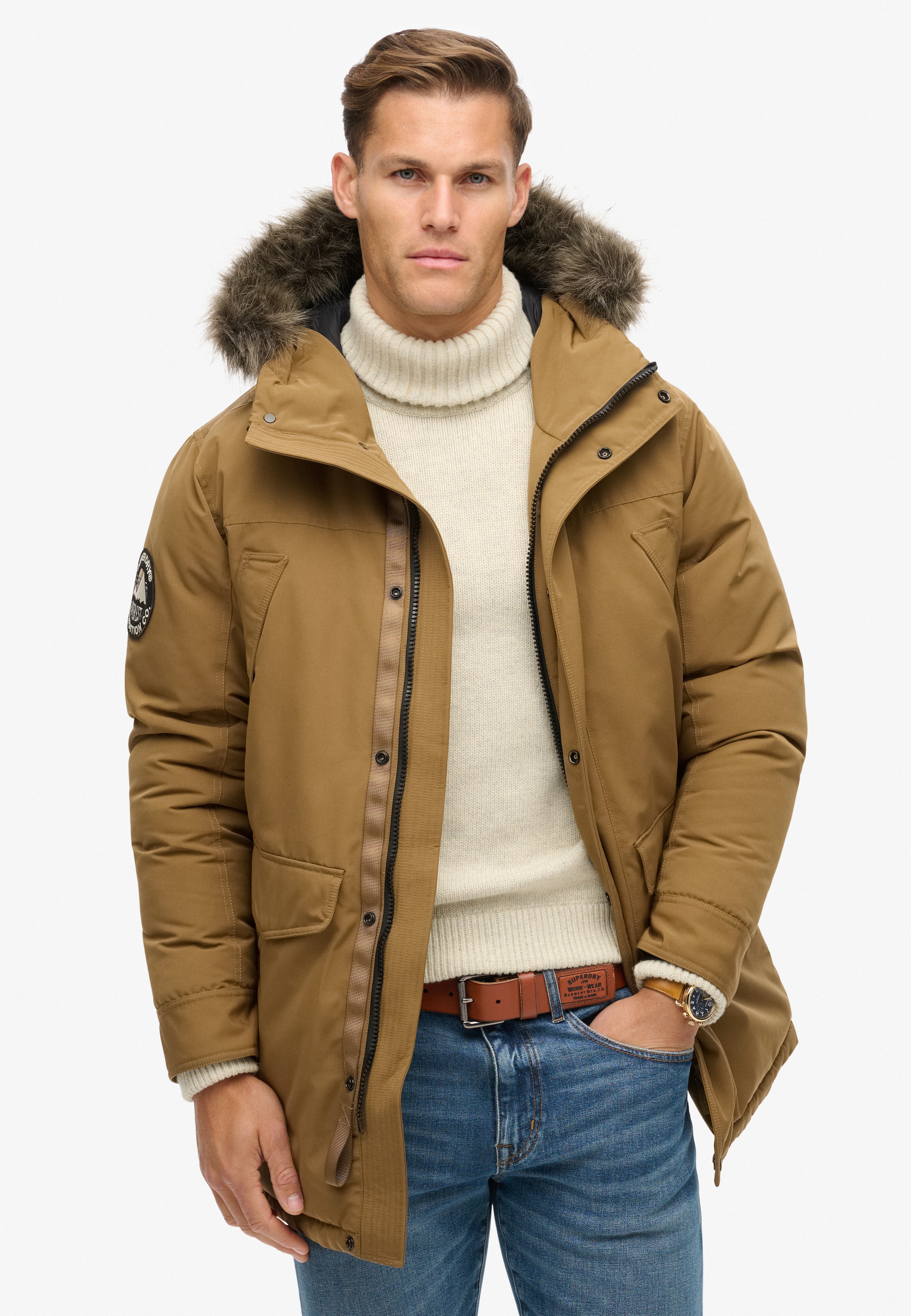 Superdry Parka »EVEREST FAUX FUR PARKA JACKET« mit Kapuze Kunstfaser, loose fit