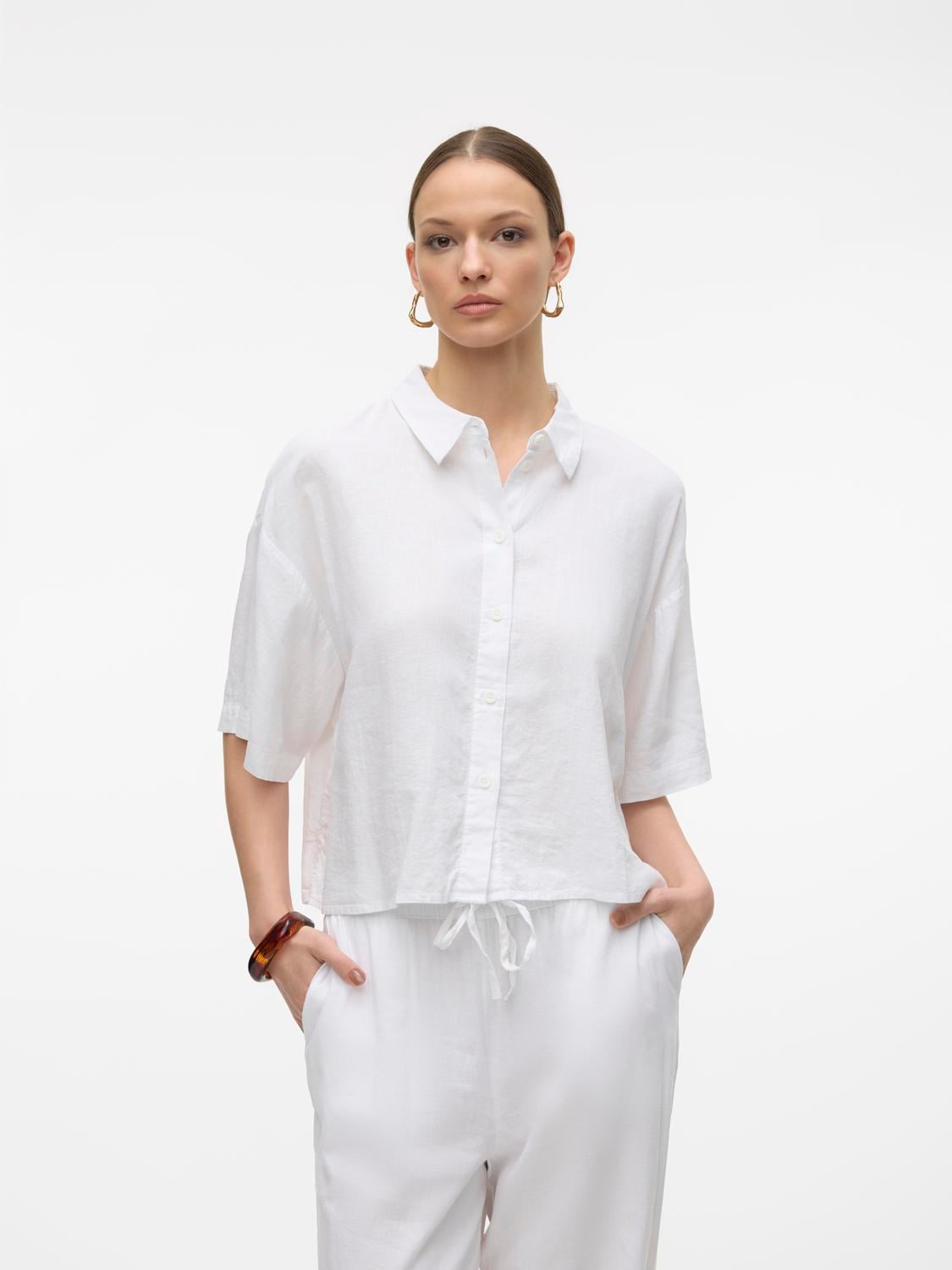 Vero Moda Hemdbluse »VMLINN LINEN 2/4 SHORT SHIRT WVN NOOS«