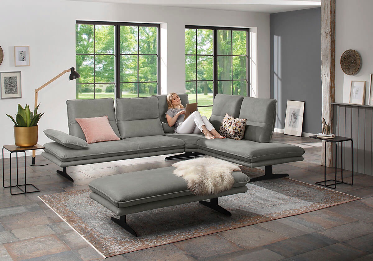 W.SCHILLIG Ecksofa »broadway, Designsofa, toller Sitzkomfort, zeitlos, elegant, L-Form«, Sitztiefenverstellung, Kopfteil- & Seitenteilverstellung, Breite 284cm