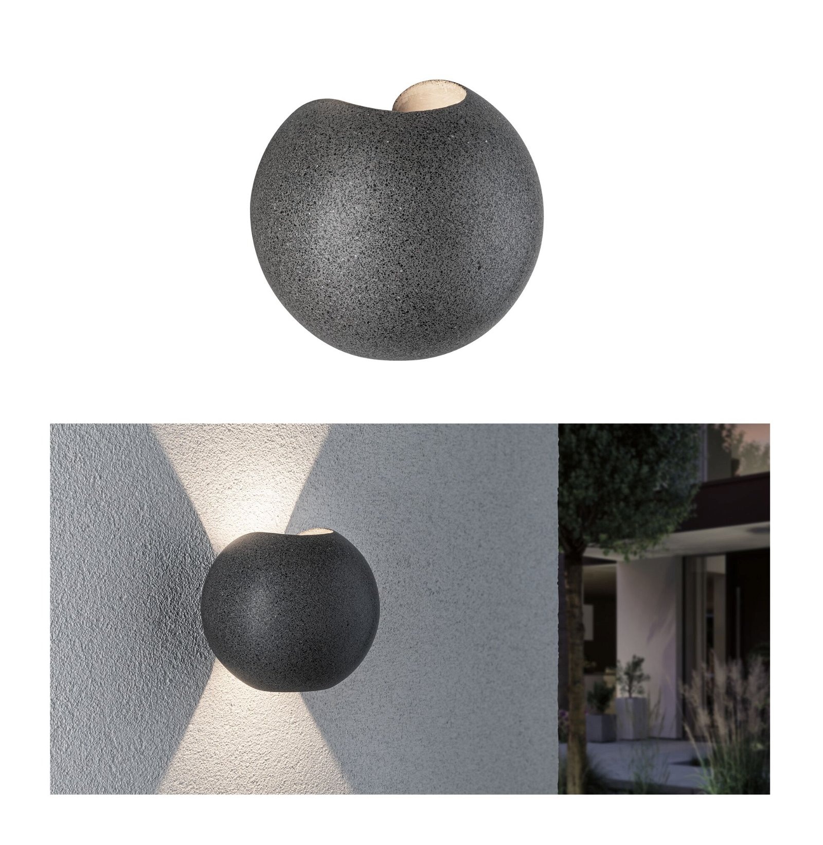 Paulmann LED Außen-Wandleuchte »Concrea IP65 160mm 3000K 2x5,5W 2x250lm 230V schwarzer Sandstein Beton«, 2 flammig