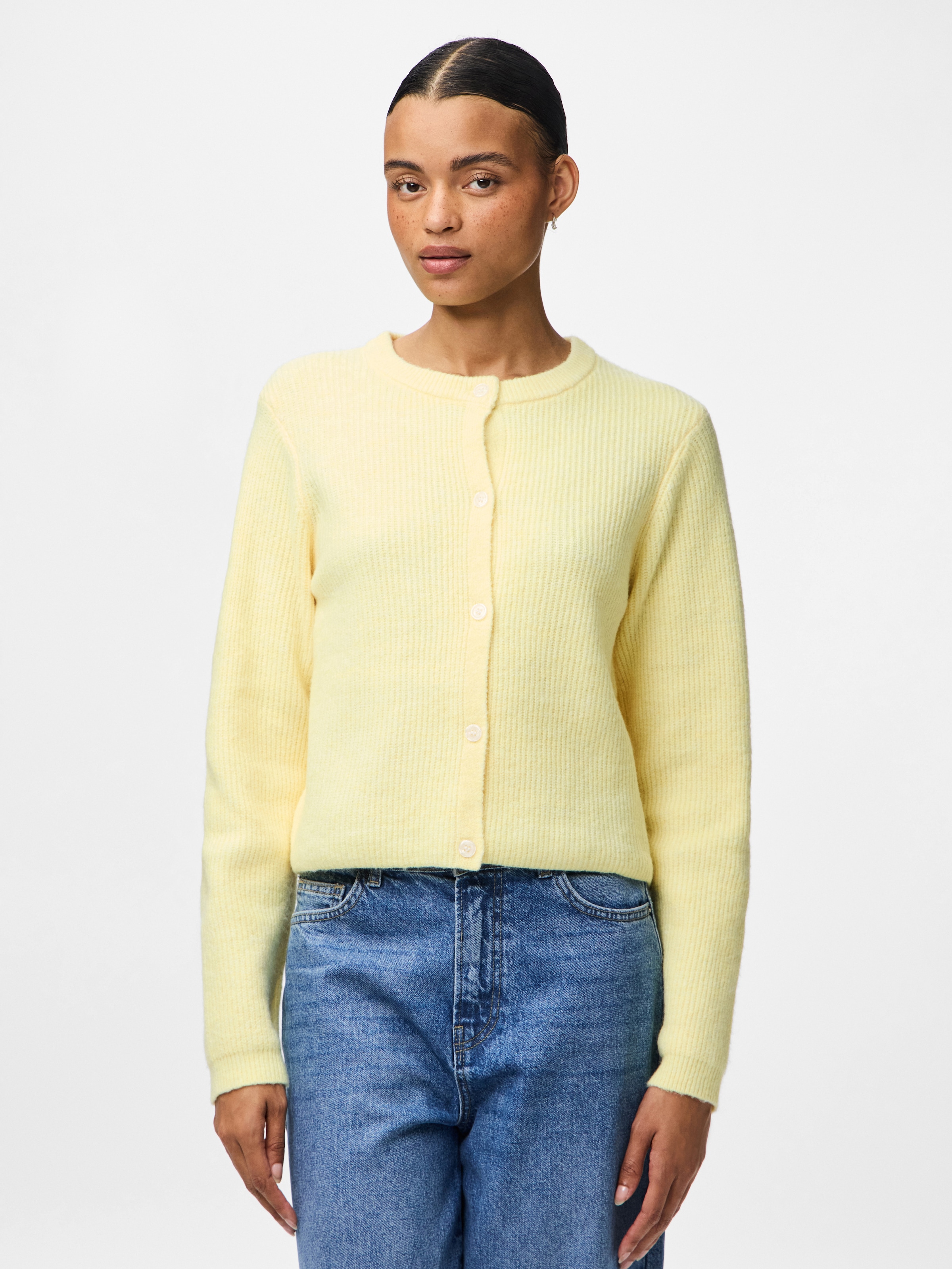 pieces Strickjacke »PCSILLY LS O-NECK KNIT CARDIGAN NOOS BC« Materialmix, regular fit
